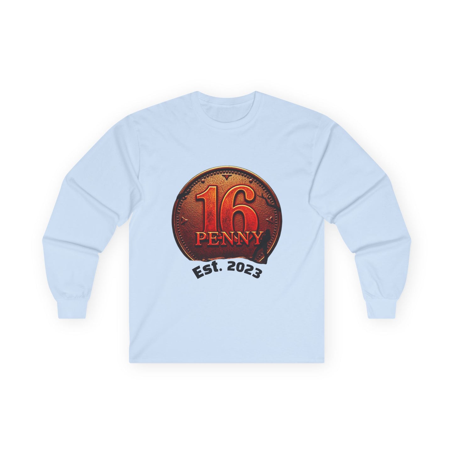 16 Penny Unisex Ultra Cotton Long Sleeve Tee, Casual Graphic Tee for Halloween, Trendy Streetwear, Gift for Friends, Fun Layering Tee
