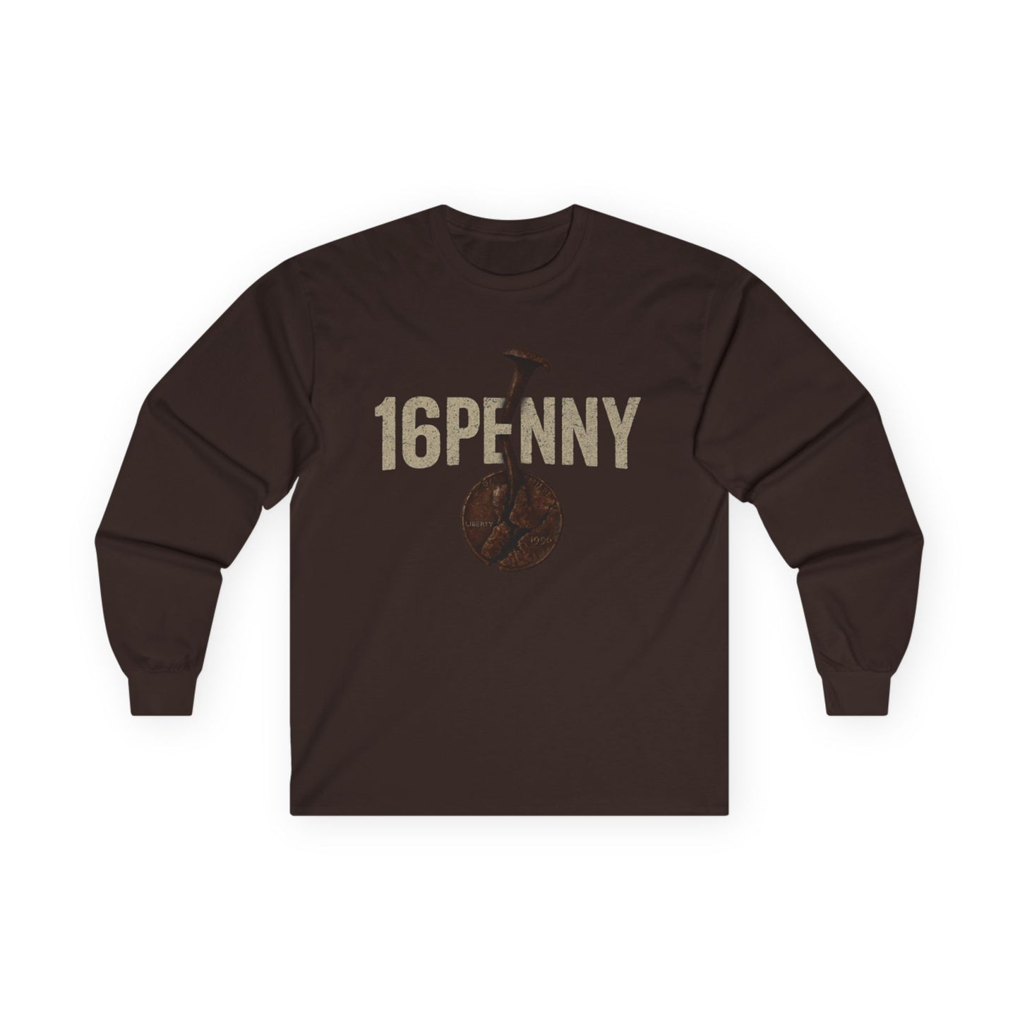 Retro 16Penny Long Sleeve Tee, Unisex Shirt, Vintage Style Apparel, Unique Graphic Tee, Casual Wear, Gift for Him/Her