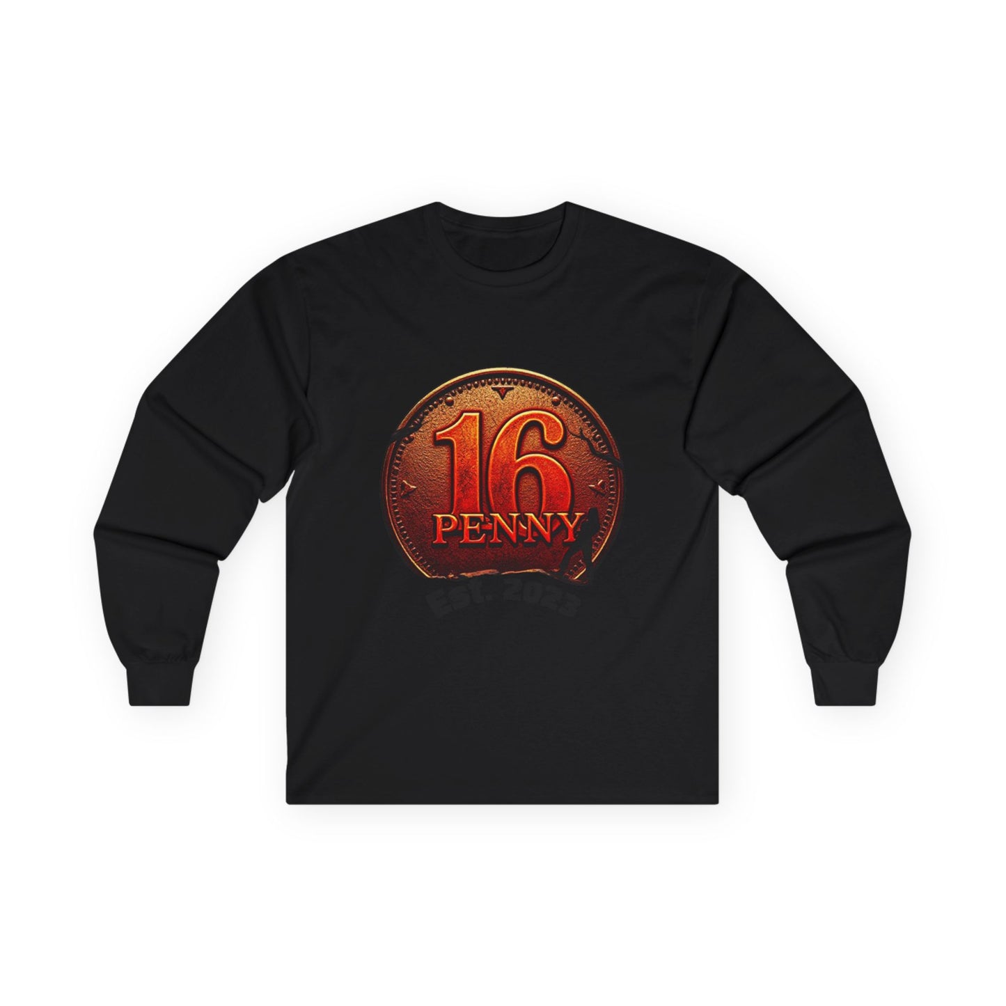 16 Penny Unisex Ultra Cotton Long Sleeve Tee, Casual Graphic Tee for Halloween, Trendy Streetwear, Gift for Friends, Fun Layering Tee