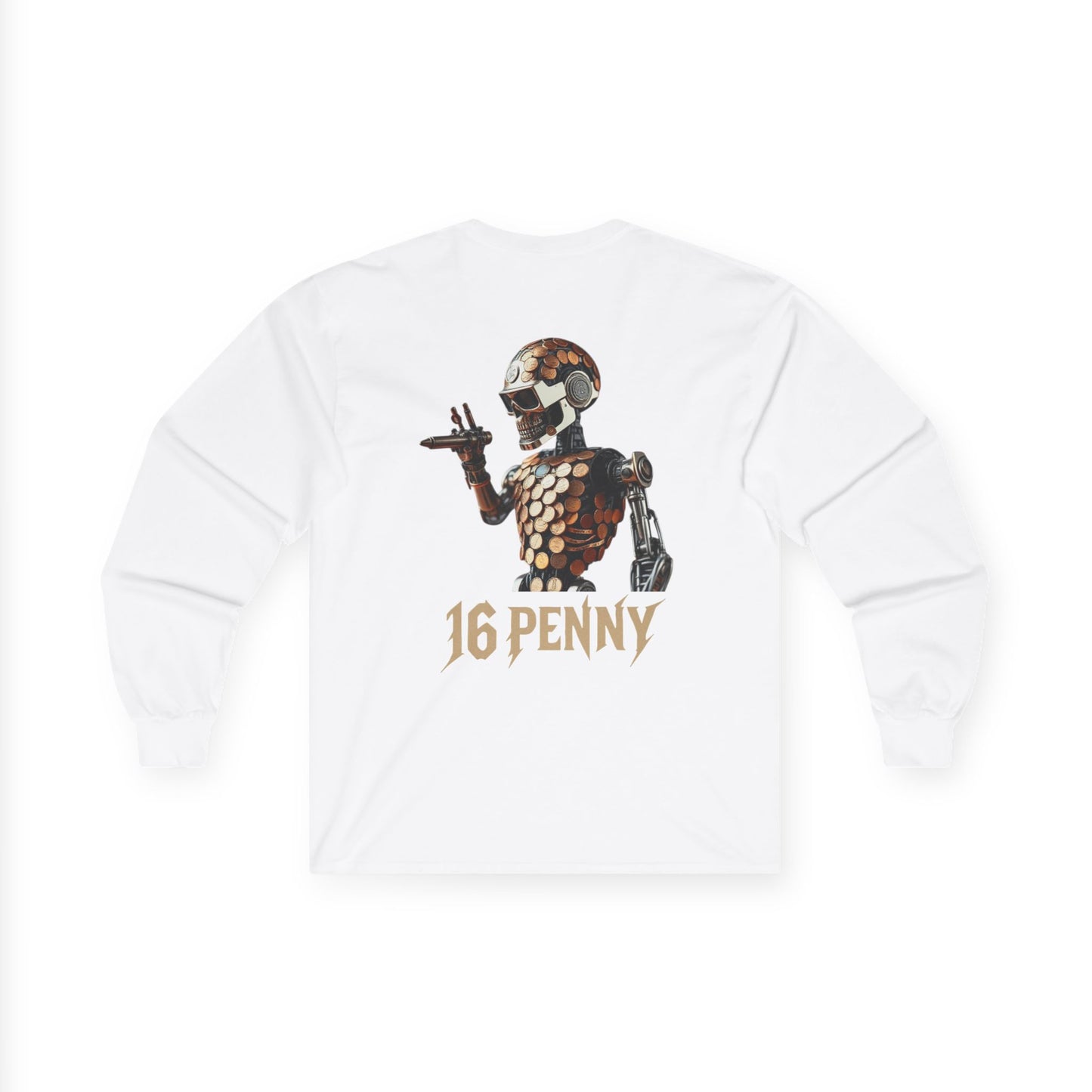 16 Penny Unisex Ultra Cotton Long Sleeve Tee, Casual Graphic Tee for Halloween, Trendy Streetwear, Gift for Friends, Fun Layering Tee