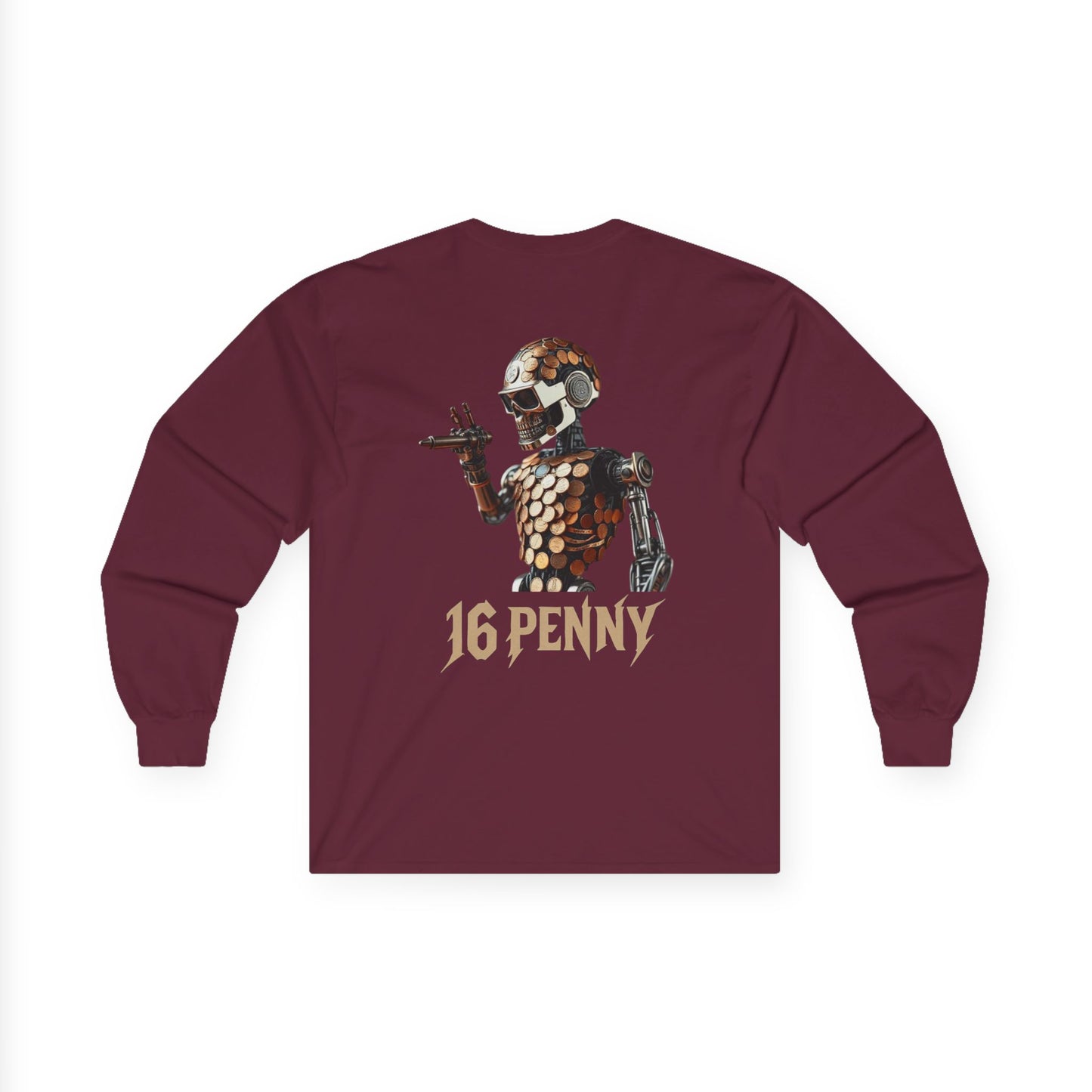 16 Penny Unisex Ultra Cotton Long Sleeve Tee, Casual Graphic Tee for Halloween, Trendy Streetwear, Gift for Friends, Fun Layering Tee