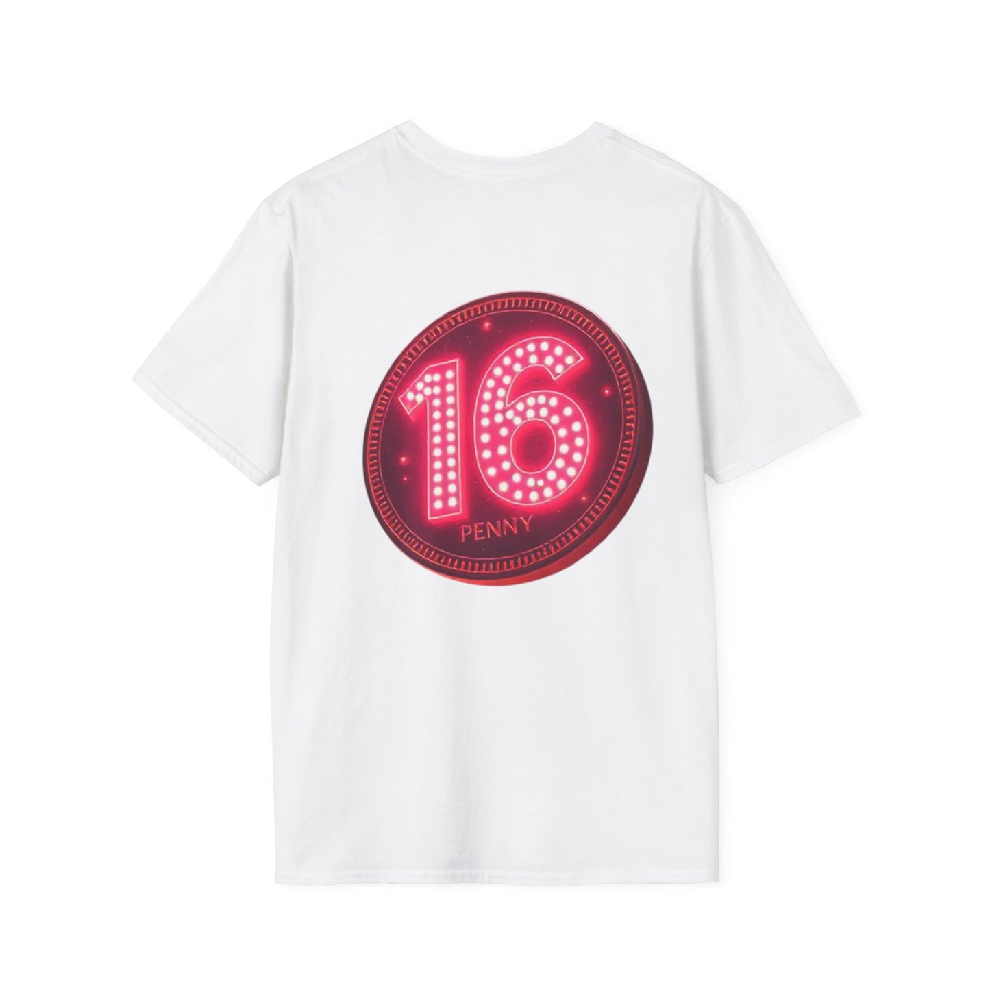 16 Penny Unisex Softstyle T-Shirt - Fun Graphic Tee for Coin Lovers, Unique Gift, Casual Wear, Birthday Celebration, Nostalgia Inspired