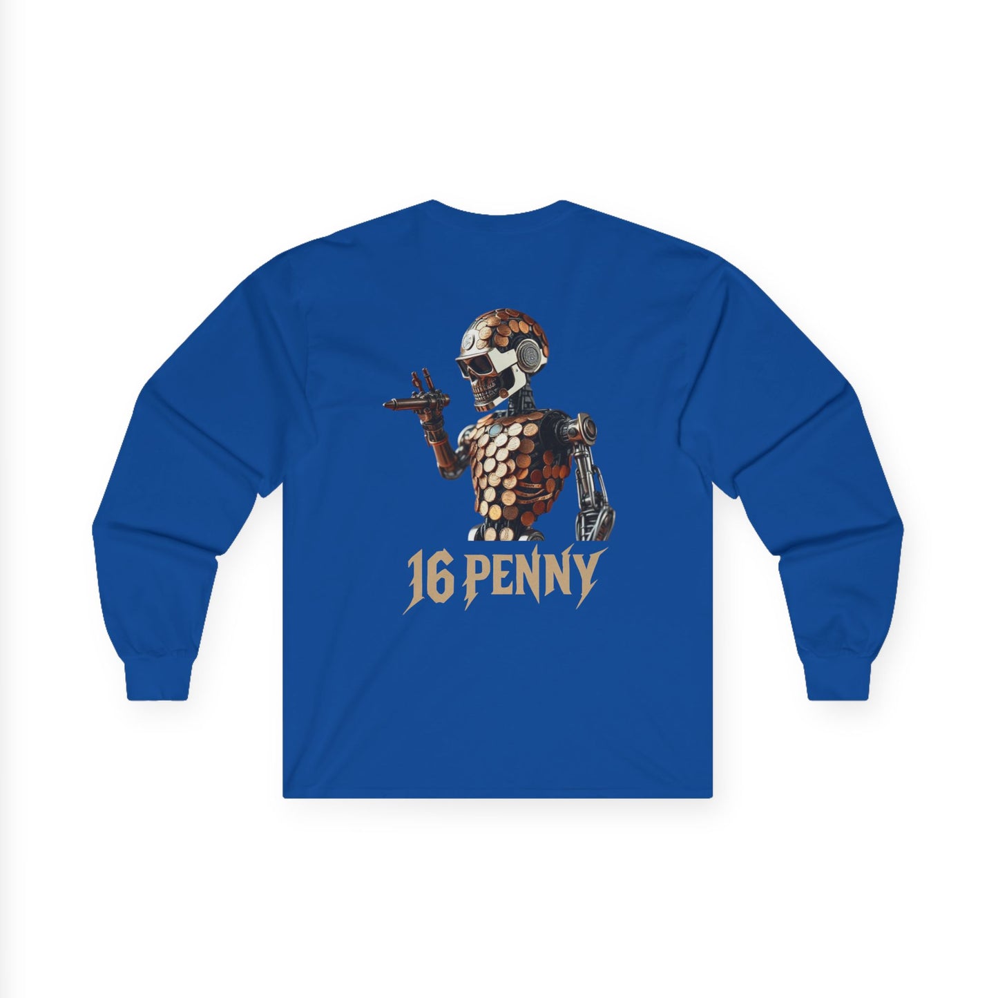 16 Penny Unisex Ultra Cotton Long Sleeve Tee, Casual Graphic Tee for Halloween, Trendy Streetwear, Gift for Friends, Fun Layering Tee