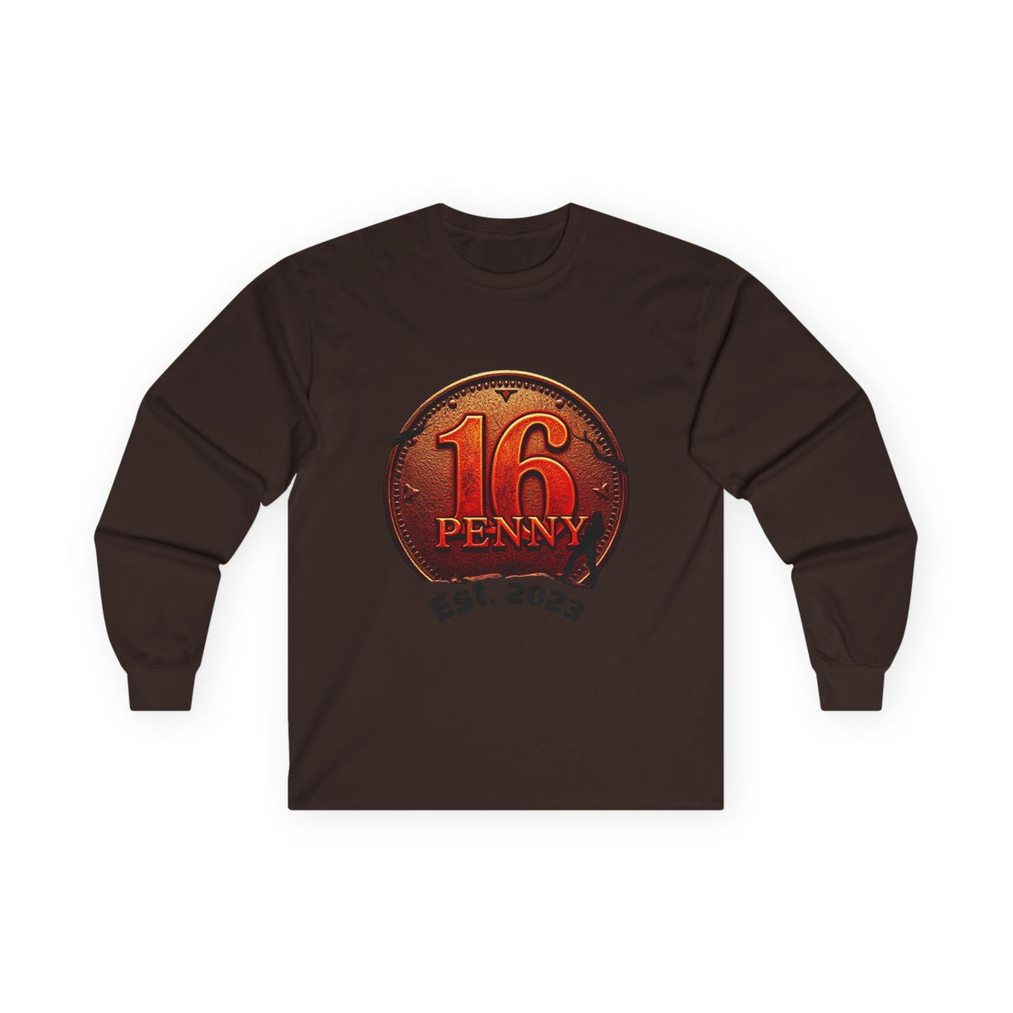 16 Penny Unisex Ultra Cotton Long Sleeve Tee, Casual Graphic Tee for Halloween, Trendy Streetwear, Gift for Friends, Fun Layering Tee