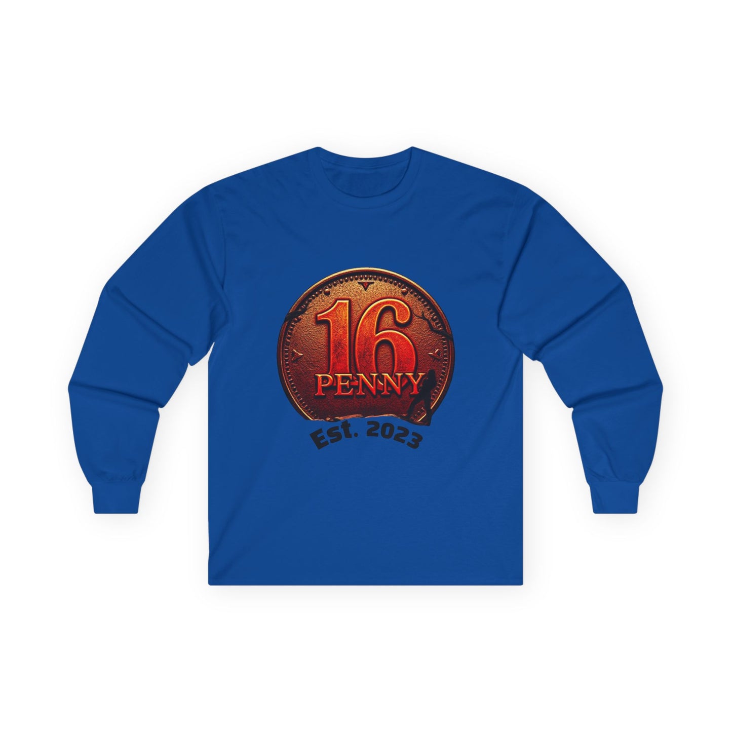 16 Penny Unisex Ultra Cotton Long Sleeve Tee, Casual Graphic Tee for Halloween, Trendy Streetwear, Gift for Friends, Fun Layering Tee