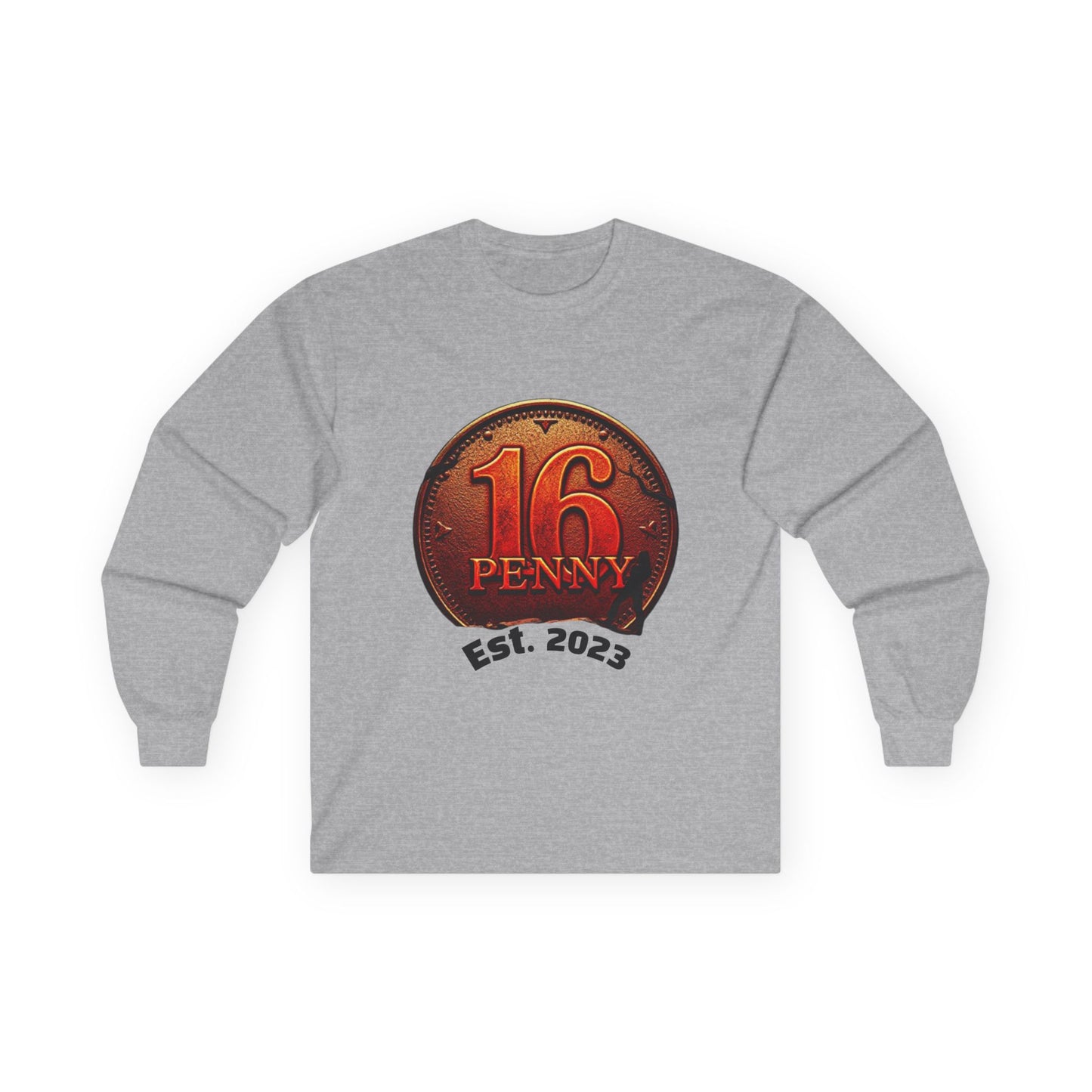 16 Penny Unisex Ultra Cotton Long Sleeve Tee, Casual Graphic Tee for Halloween, Trendy Streetwear, Gift for Friends, Fun Layering Tee