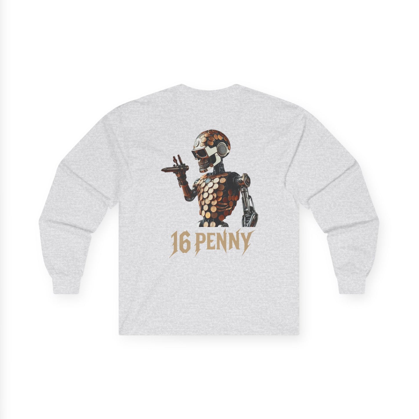 16 Penny Unisex Ultra Cotton Long Sleeve Tee, Casual Graphic Tee for Halloween, Trendy Streetwear, Gift for Friends, Fun Layering Tee