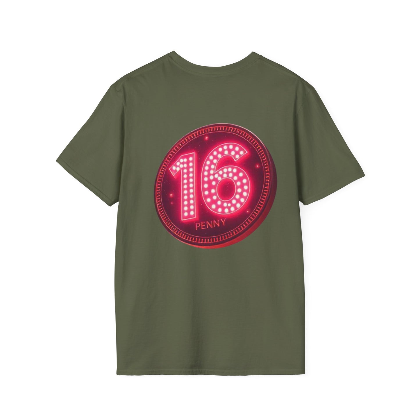 16 Penny Unisex Softstyle T-Shirt - Fun Graphic Tee for Coin Lovers, Unique Gift, Casual Wear, Birthday Celebration, Nostalgia Inspired