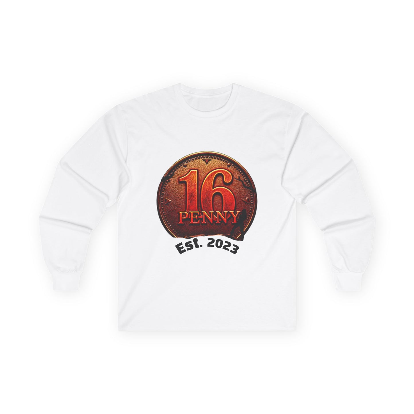 16 Penny Unisex Ultra Cotton Long Sleeve Tee, Casual Graphic Tee for Halloween, Trendy Streetwear, Gift for Friends, Fun Layering Tee