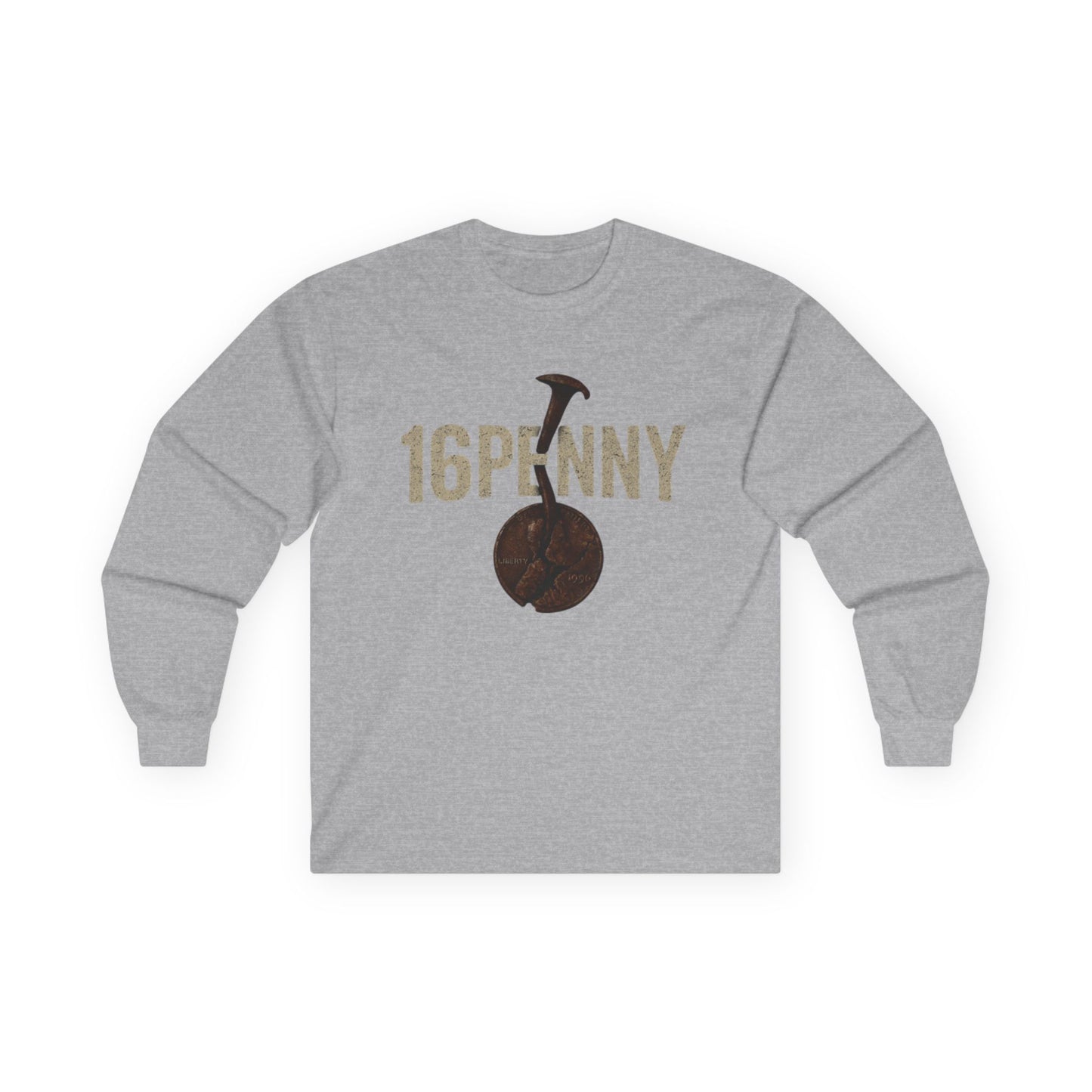 Retro 16Penny Long Sleeve Tee, Unisex Shirt, Vintage Style Apparel, Unique Graphic Tee, Casual Wear, Gift for Him/Her