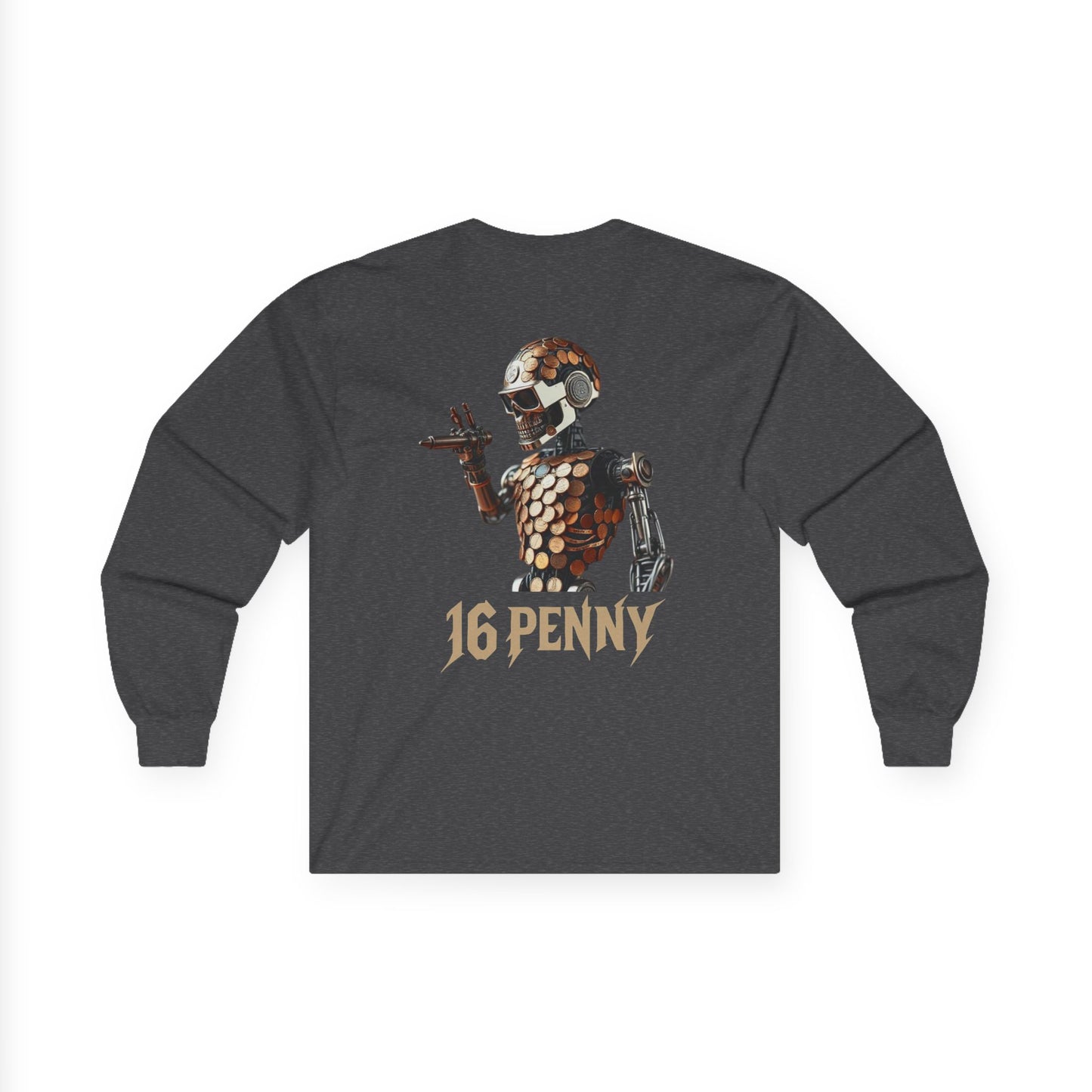 16 Penny Unisex Ultra Cotton Long Sleeve Tee, Casual Graphic Tee for Halloween, Trendy Streetwear, Gift for Friends, Fun Layering Tee