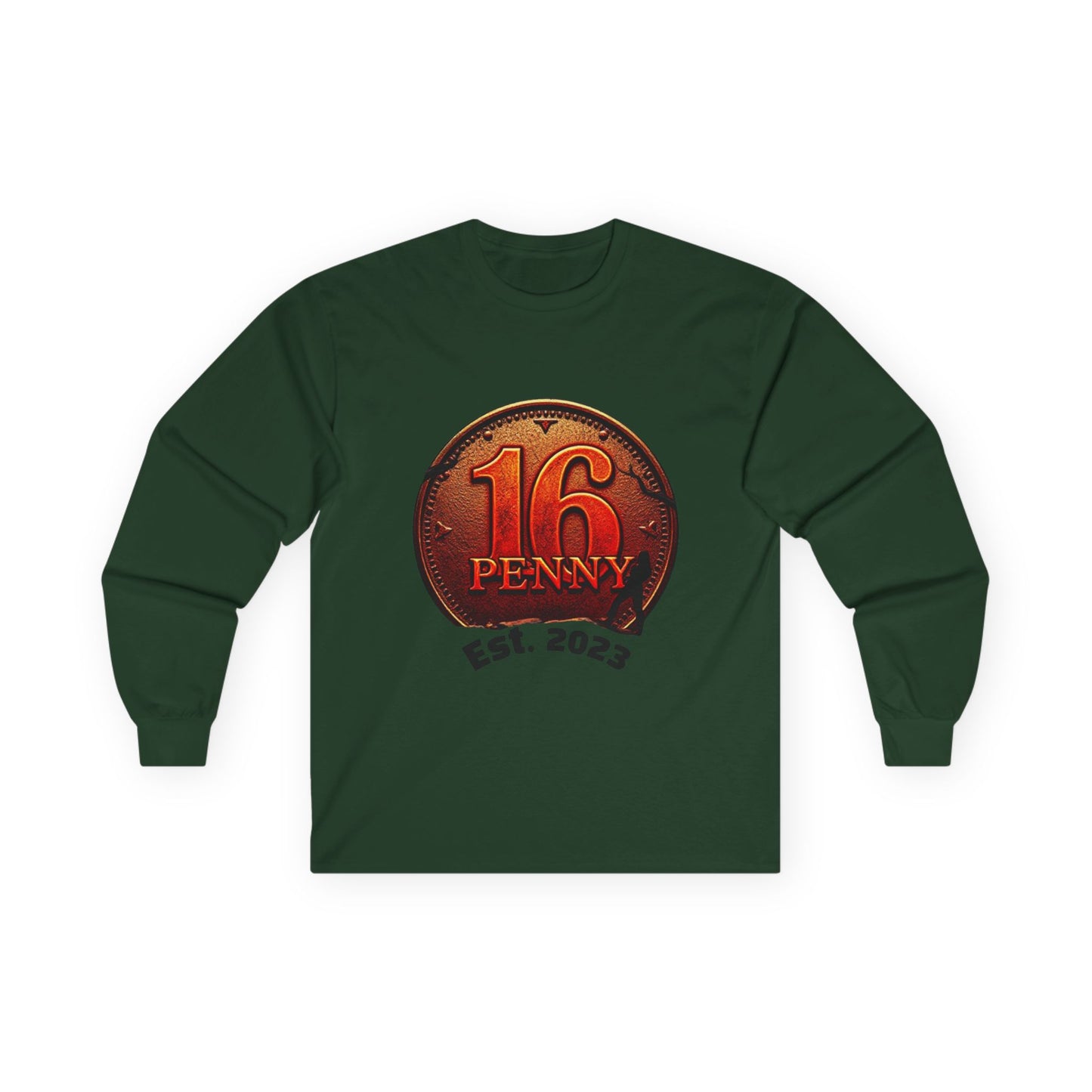 16 Penny Unisex Ultra Cotton Long Sleeve Tee, Casual Graphic Tee for Halloween, Trendy Streetwear, Gift for Friends, Fun Layering Tee