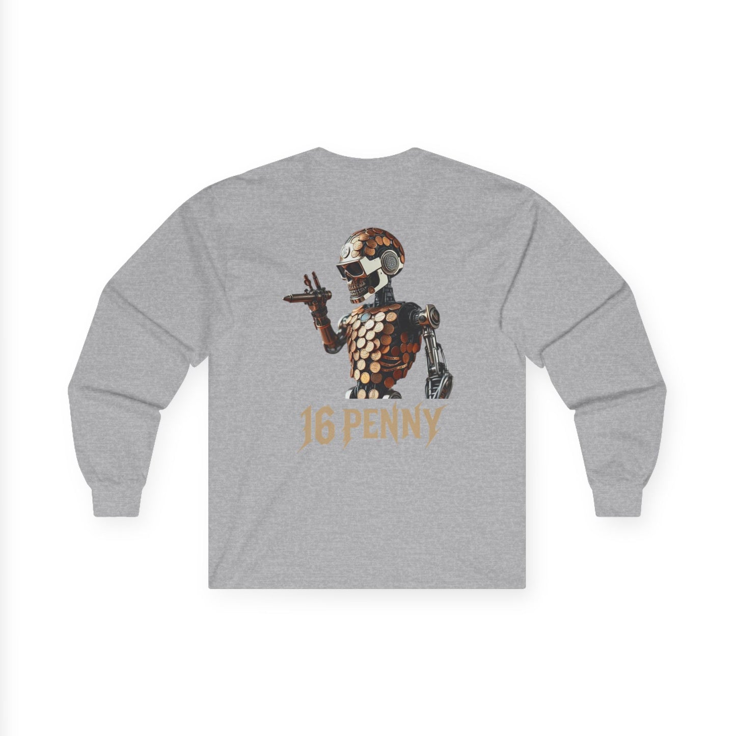 16 Penny Unisex Ultra Cotton Long Sleeve Tee, Casual Graphic Tee for Halloween, Trendy Streetwear, Gift for Friends, Fun Layering Tee
