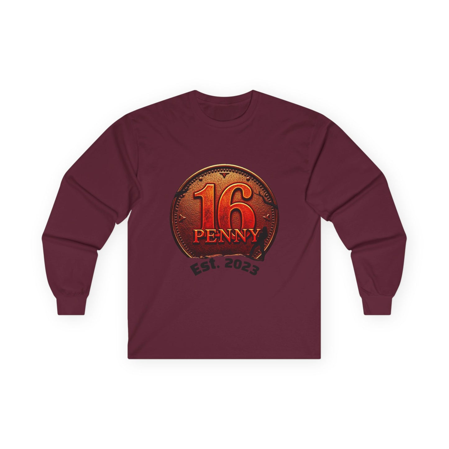 16 Penny Unisex Ultra Cotton Long Sleeve Tee, Casual Graphic Tee for Halloween, Trendy Streetwear, Gift for Friends, Fun Layering Tee