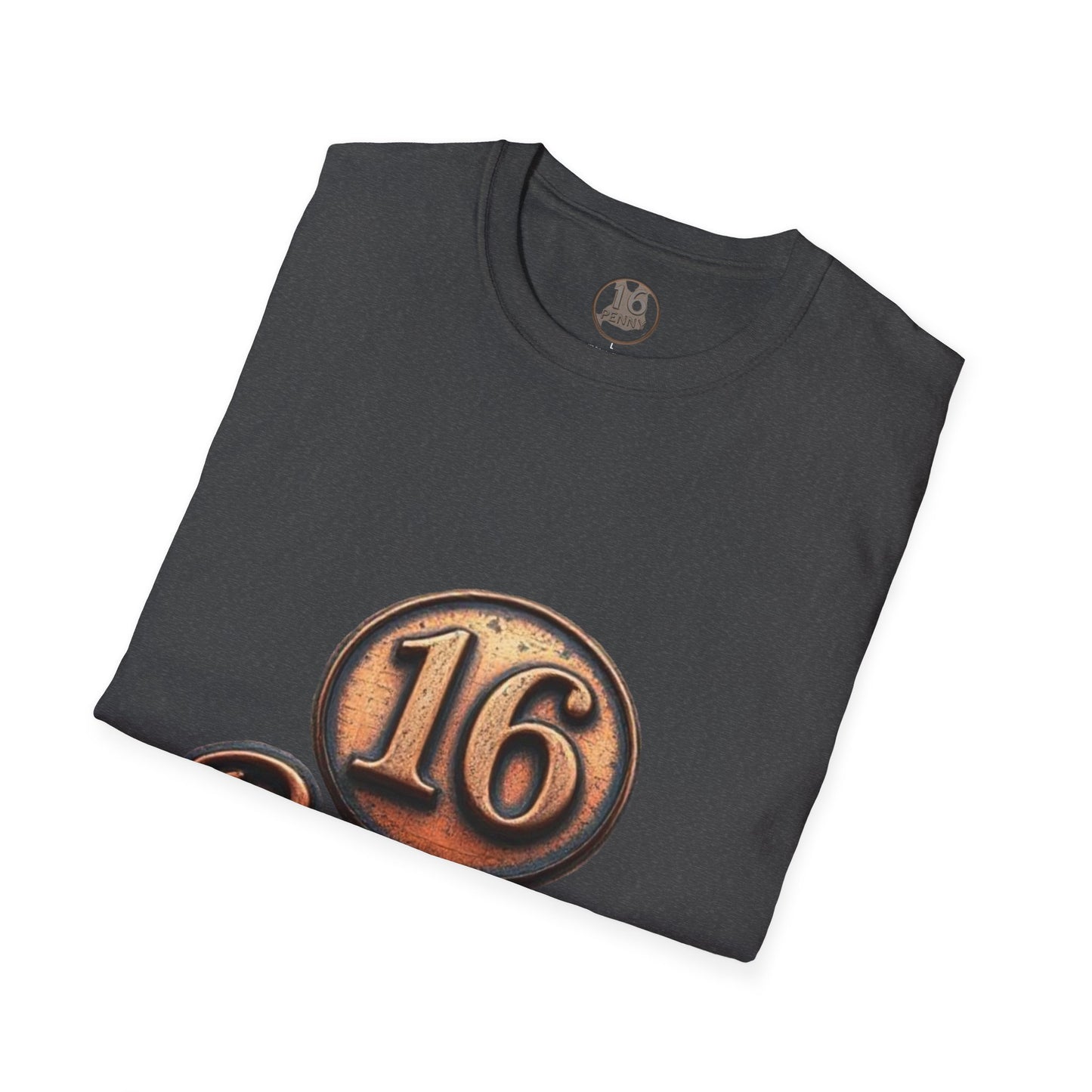 16 Penny Unisex Softstyle T-Shirt - Fun Graphic Tee for Coin Lovers, Unique Gift, Casual Wear, Birthday Celebration, Nostalgia Inspired