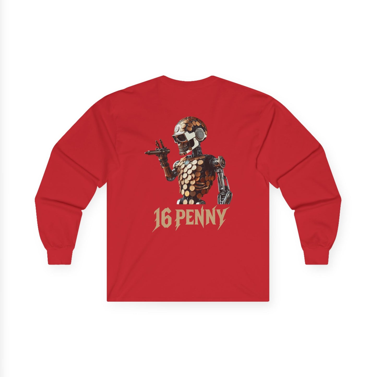 16 Penny Unisex Ultra Cotton Long Sleeve Tee, Casual Graphic Tee for Halloween, Trendy Streetwear, Gift for Friends, Fun Layering Tee