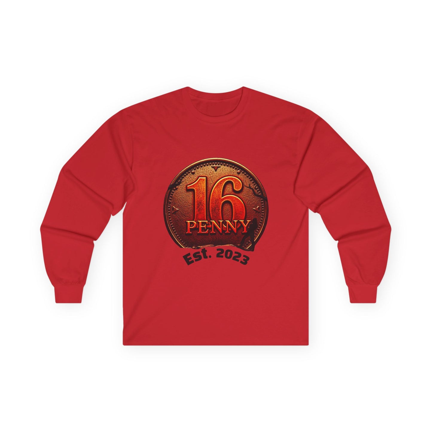 16 Penny Unisex Ultra Cotton Long Sleeve Tee, Casual Graphic Tee for Halloween, Trendy Streetwear, Gift for Friends, Fun Layering Tee