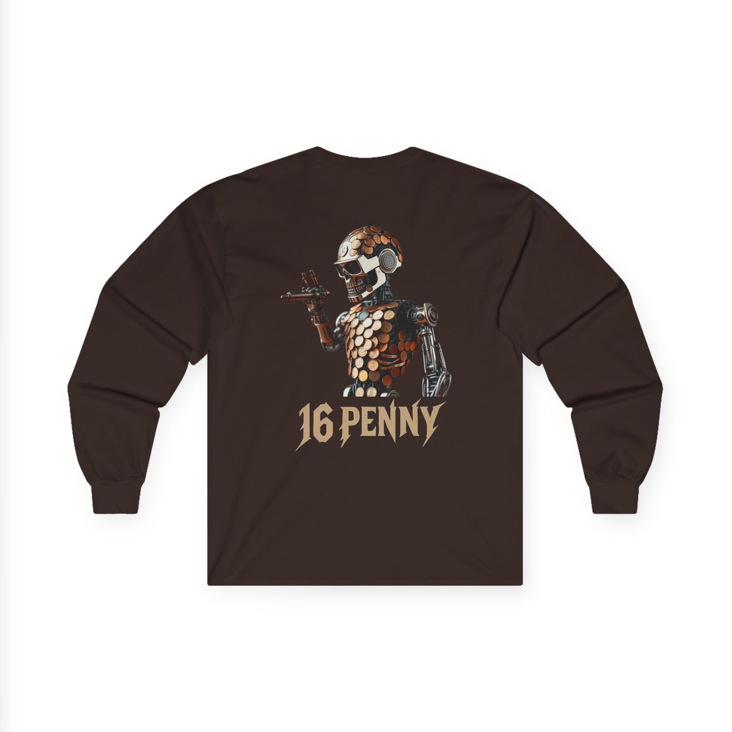 16 Penny Unisex Ultra Cotton Long Sleeve Tee, Casual Graphic Tee for Halloween, Trendy Streetwear, Gift for Friends, Fun Layering Tee