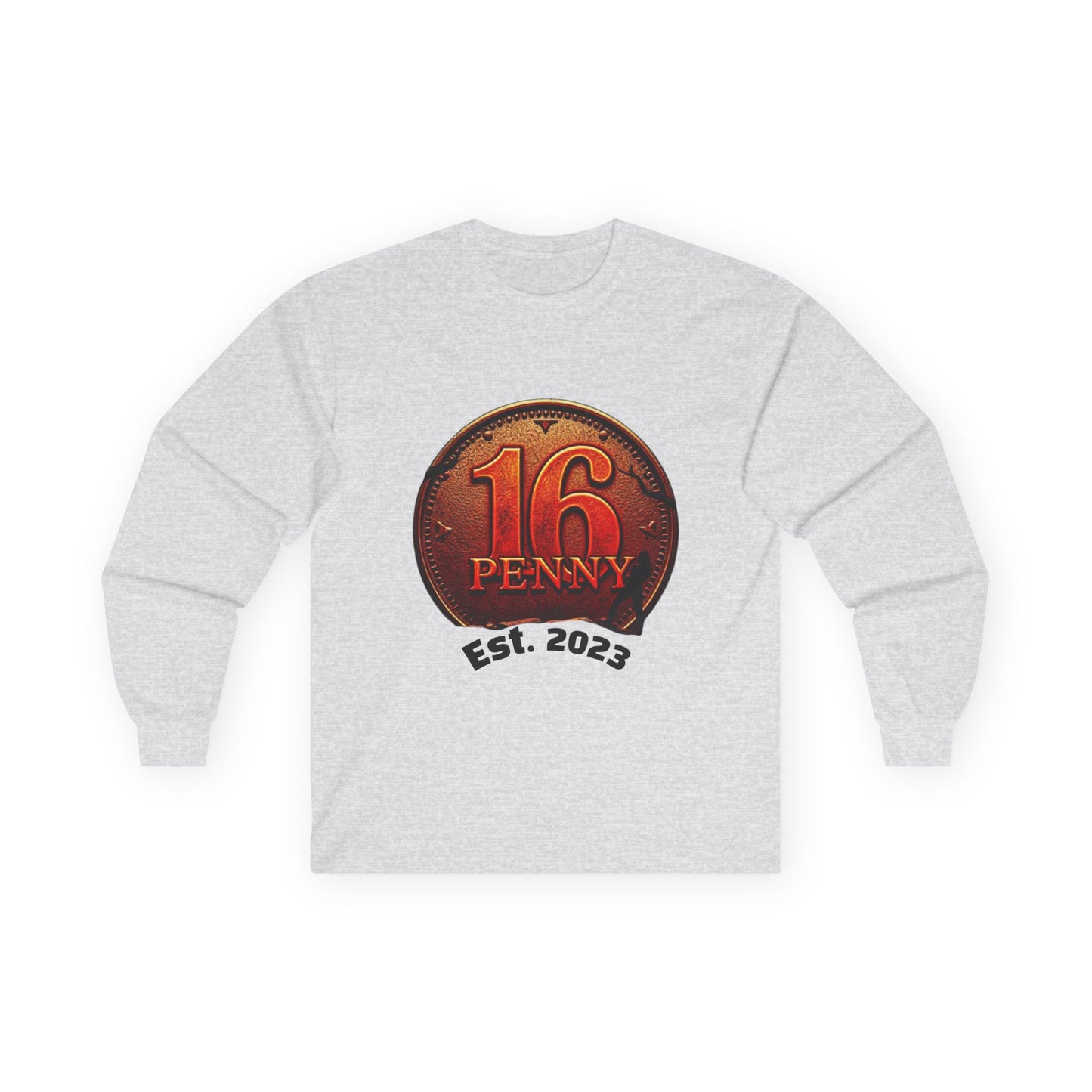 16 Penny Unisex Ultra Cotton Long Sleeve Tee, Casual Graphic Tee for Halloween, Trendy Streetwear, Gift for Friends, Fun Layering Tee