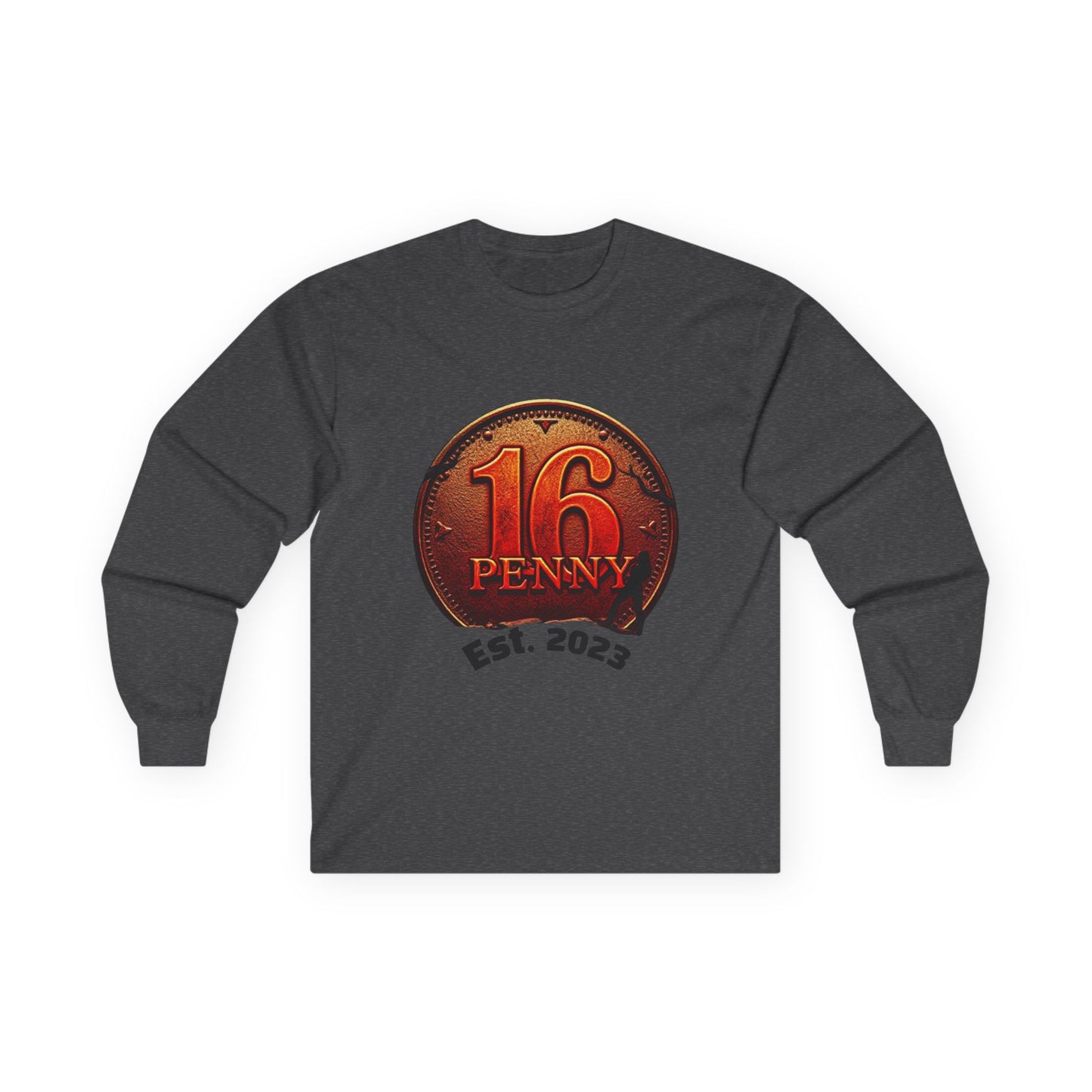 16 Penny Unisex Ultra Cotton Long Sleeve Tee, Casual Graphic Tee for Halloween, Trendy Streetwear, Gift for Friends, Fun Layering Tee