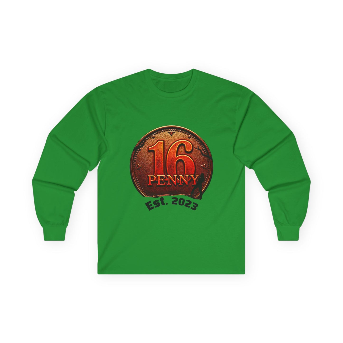 16 Penny Unisex Ultra Cotton Long Sleeve Tee, Casual Graphic Tee for Halloween, Trendy Streetwear, Gift for Friends, Fun Layering Tee