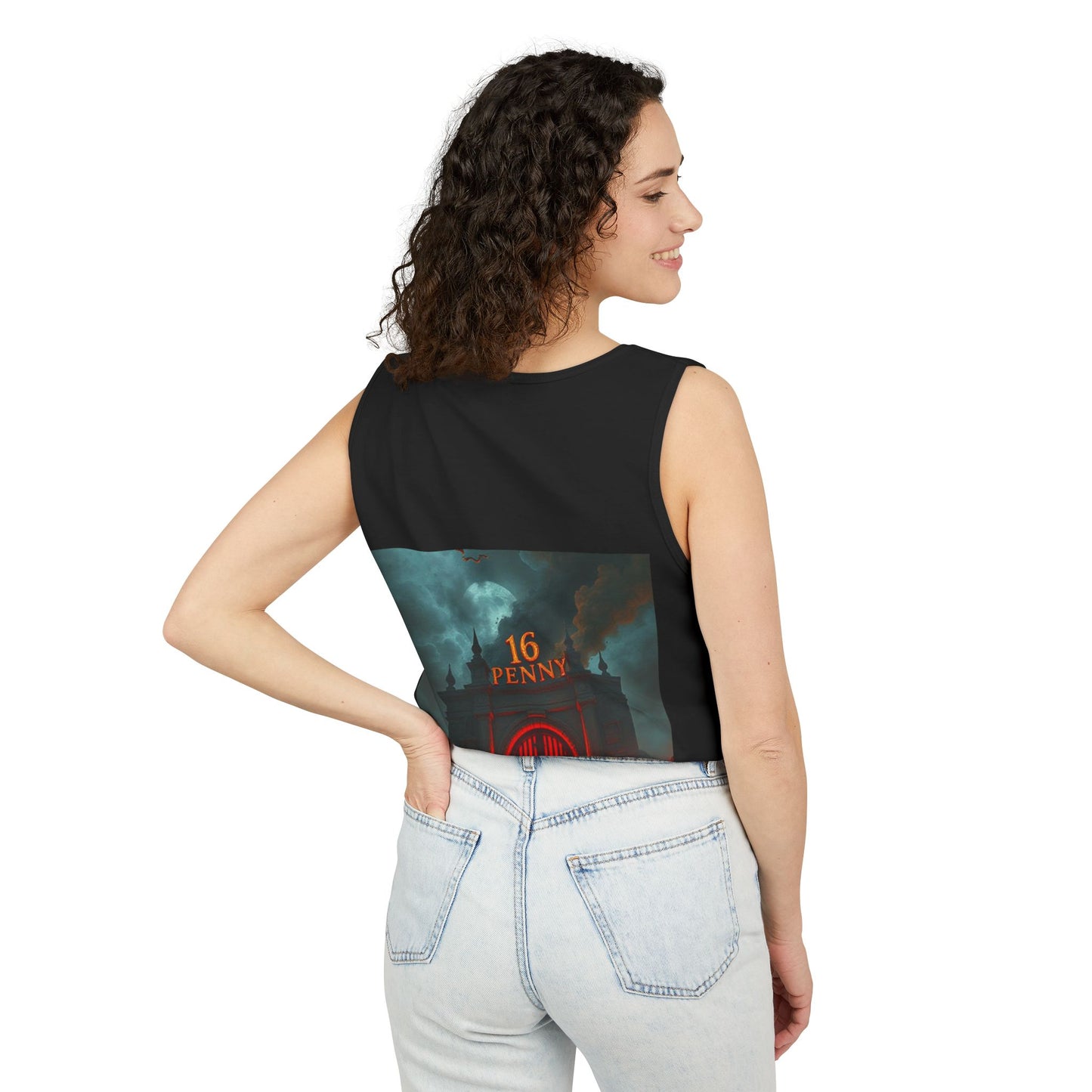 Unisex Fire-Themed Tank Top - 16 Penny Design, Casual Summer Wear, Festival Apparel, Unique Gift Idea, Unisex Summer Shirt