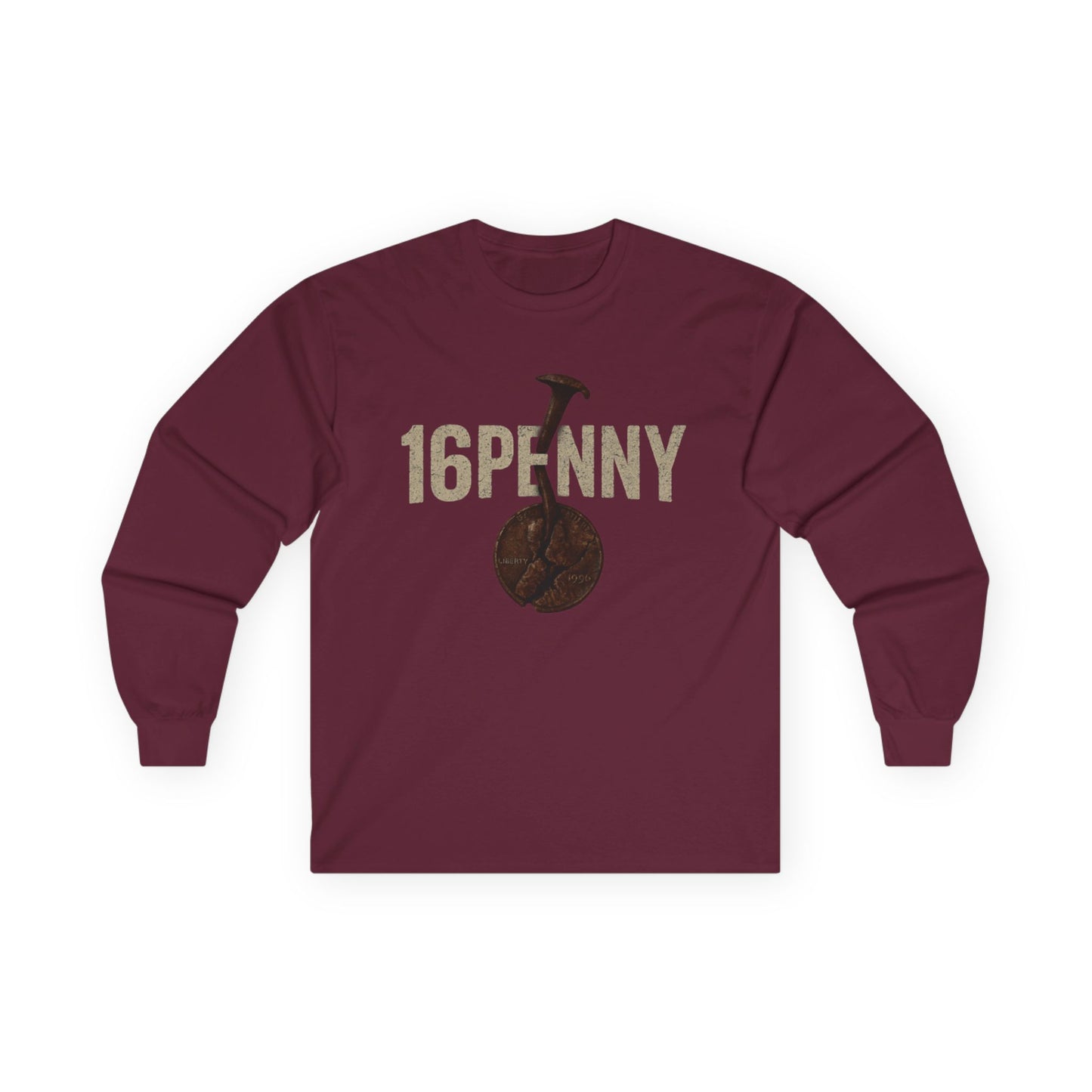 Retro 16Penny Long Sleeve Tee, Unisex Shirt, Vintage Style Apparel, Unique Graphic Tee, Casual Wear, Gift for Him/Her