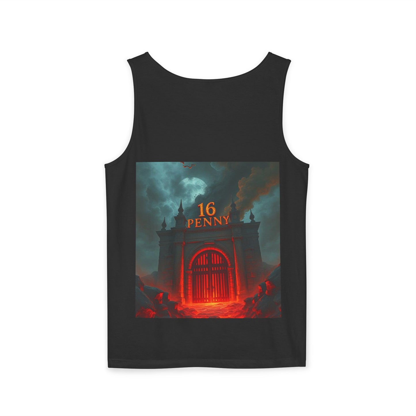Unisex Fire-Themed Tank Top - 16 Penny Design, Casual Summer Wear, Festival Apparel, Unique Gift Idea, Unisex Summer Shirt