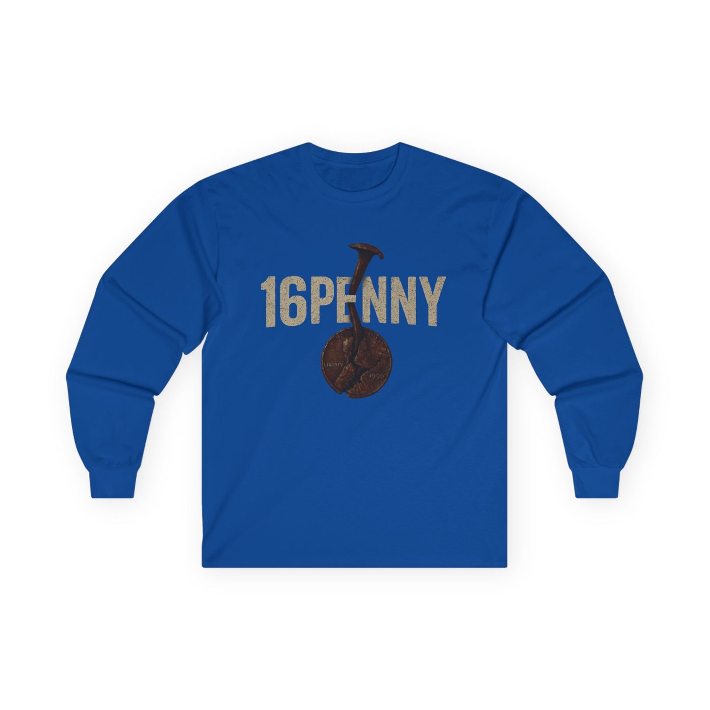 Retro 16Penny Long Sleeve Tee, Unisex Shirt, Vintage Style Apparel, Unique Graphic Tee, Casual Wear, Gift for Him/Her