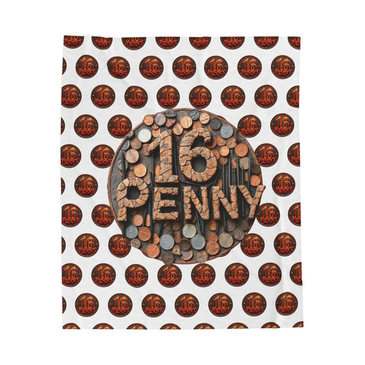 Cozy Velveteen Plush Blanket with Vintage 16 Penny Design, Soft Throw for Home Decor, Gift for Coin Collectors, Cozy Blanket