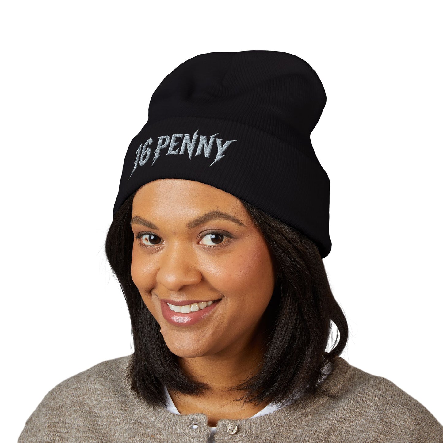 Stylish Cuffed Beanie - 16 PENNY Embroidered Hat, Cozy Winter Accessory, Perfect Gift for Him/Her, Ideal for Outdoor Activities, Streetwear