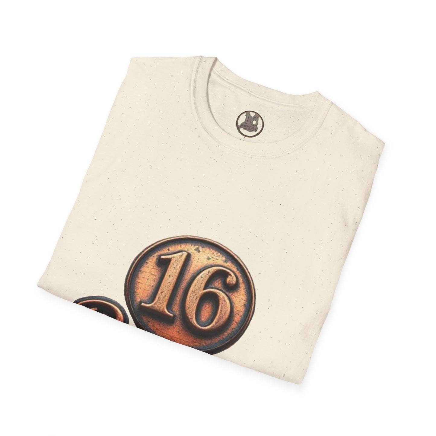 16 Penny Unisex Softstyle T-Shirt - Fun Graphic Tee for Coin Lovers, Unique Gift, Casual Wear, Birthday Celebration, Nostalgia Inspired