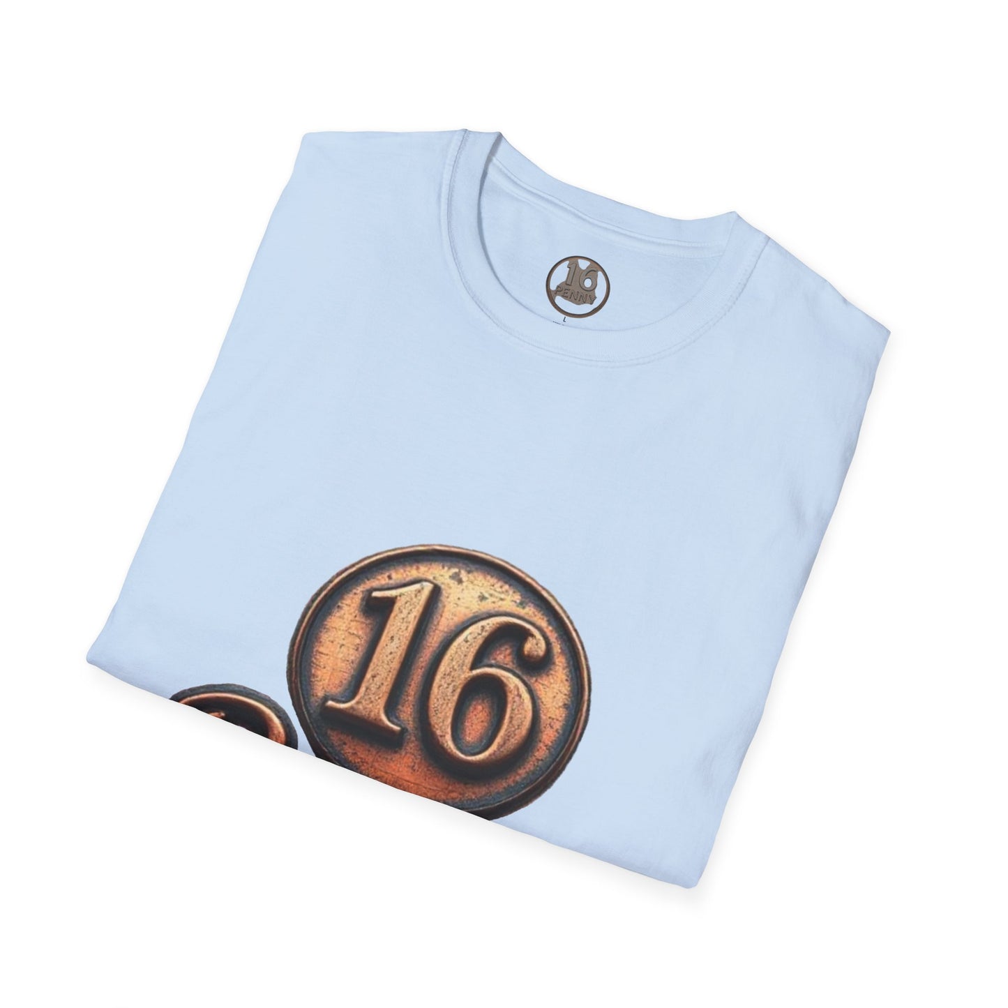 16 Penny Unisex Softstyle T-Shirt - Fun Graphic Tee for Coin Lovers, Unique Gift, Casual Wear, Birthday Celebration, Nostalgia Inspired