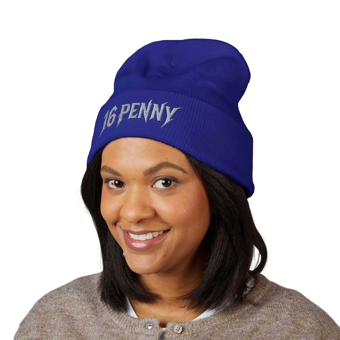 Stylish Cuffed Beanie - 16 PENNY Embroidered Hat, Cozy Winter Accessory, Perfect Gift for Him/Her, Ideal for Outdoor Activities, Streetwear
