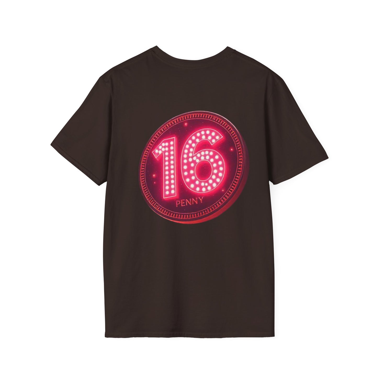 16 Penny Unisex Softstyle T-Shirt - Fun Graphic Tee for Coin Lovers, Unique Gift, Casual Wear, Birthday Celebration, Nostalgia Inspired