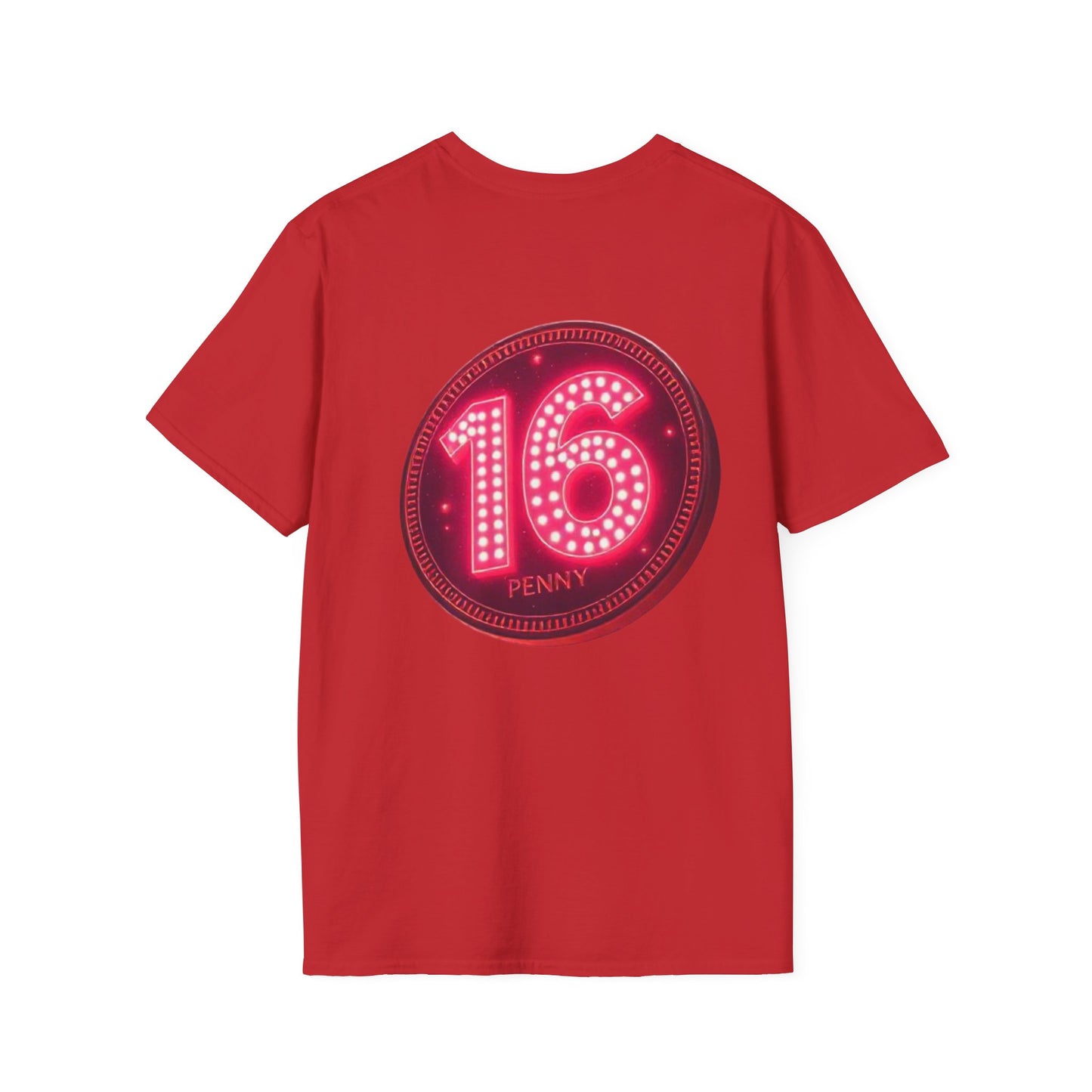 16 Penny Unisex Softstyle T-Shirt - Fun Graphic Tee for Coin Lovers, Unique Gift, Casual Wear, Birthday Celebration, Nostalgia Inspired
