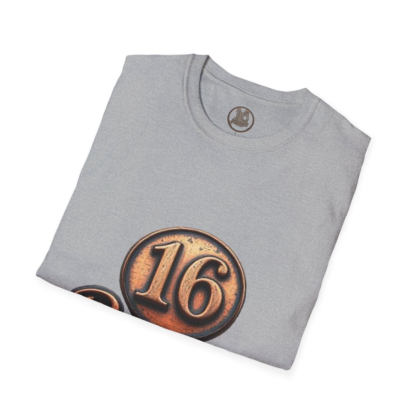 16 Penny Unisex Softstyle T-Shirt - Fun Graphic Tee for Coin Lovers, Unique Gift, Casual Wear, Birthday Celebration, Nostalgia Inspired