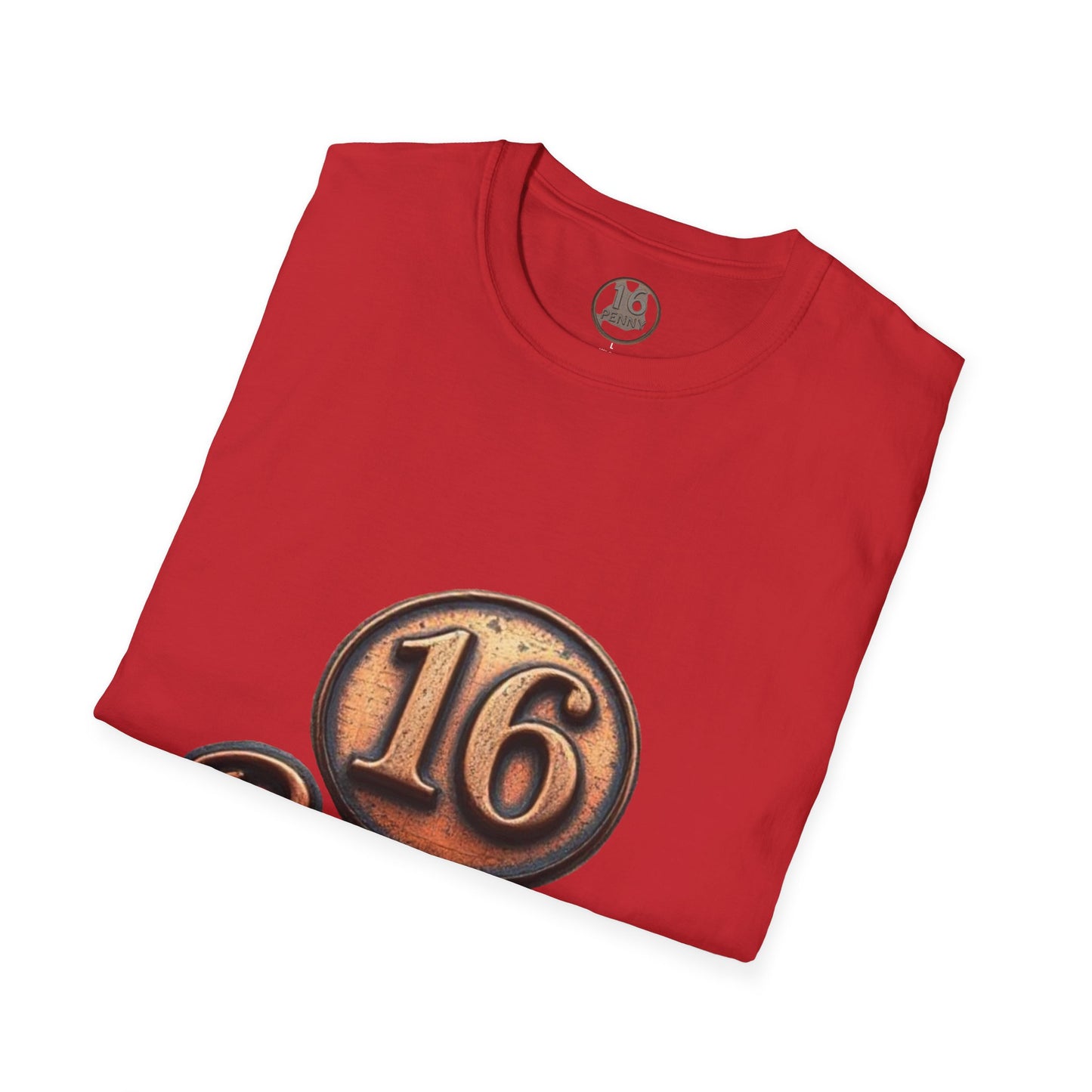 16 Penny Unisex Softstyle T-Shirt - Fun Graphic Tee for Coin Lovers, Unique Gift, Casual Wear, Birthday Celebration, Nostalgia Inspired