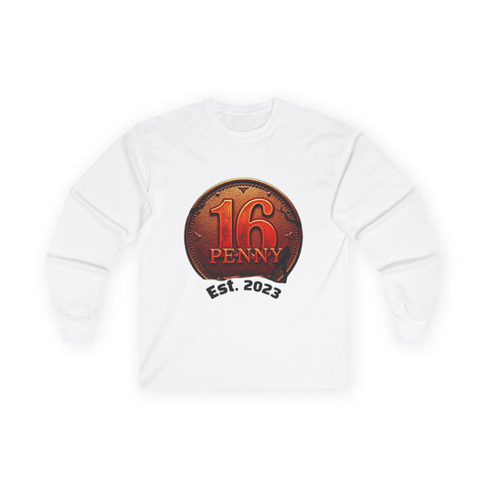 16 Penny Unisex Ultra Cotton Long Sleeve Tee, Casual Graphic Tee for Halloween, Trendy Streetwear, Gift for Friends, Fun Layering Tee