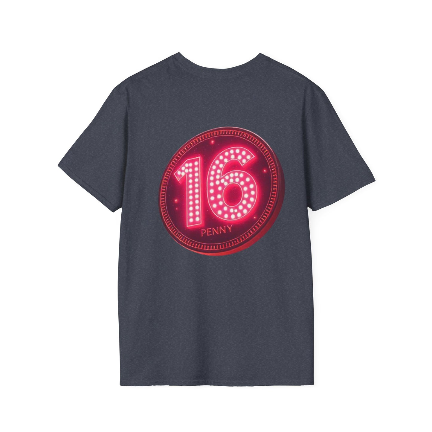 16 Penny Unisex Softstyle T-Shirt - Fun Graphic Tee for Coin Lovers, Unique Gift, Casual Wear, Birthday Celebration, Nostalgia Inspired