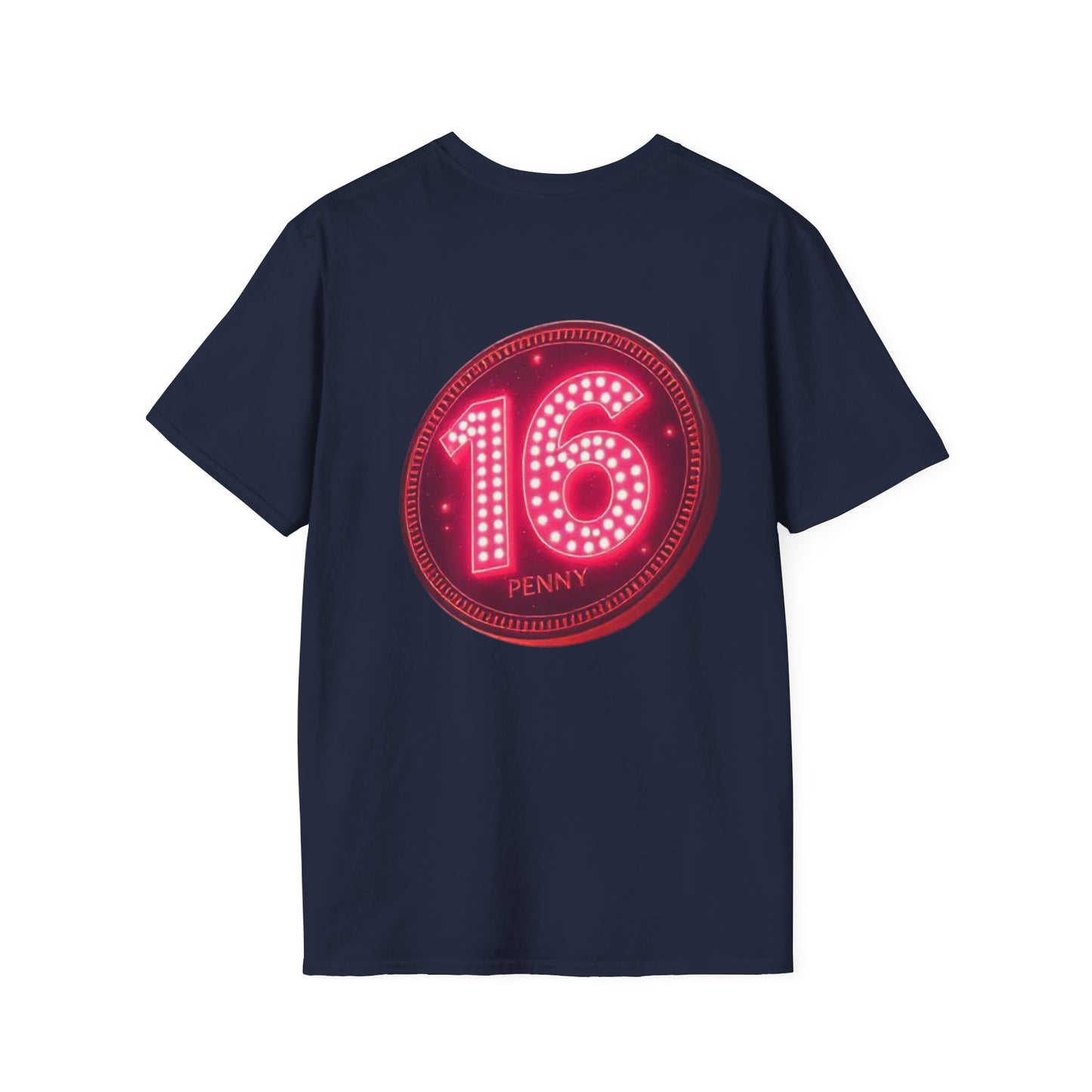 16 Penny Unisex Softstyle T-Shirt - Fun Graphic Tee for Coin Lovers, Unique Gift, Casual Wear, Birthday Celebration, Nostalgia Inspired