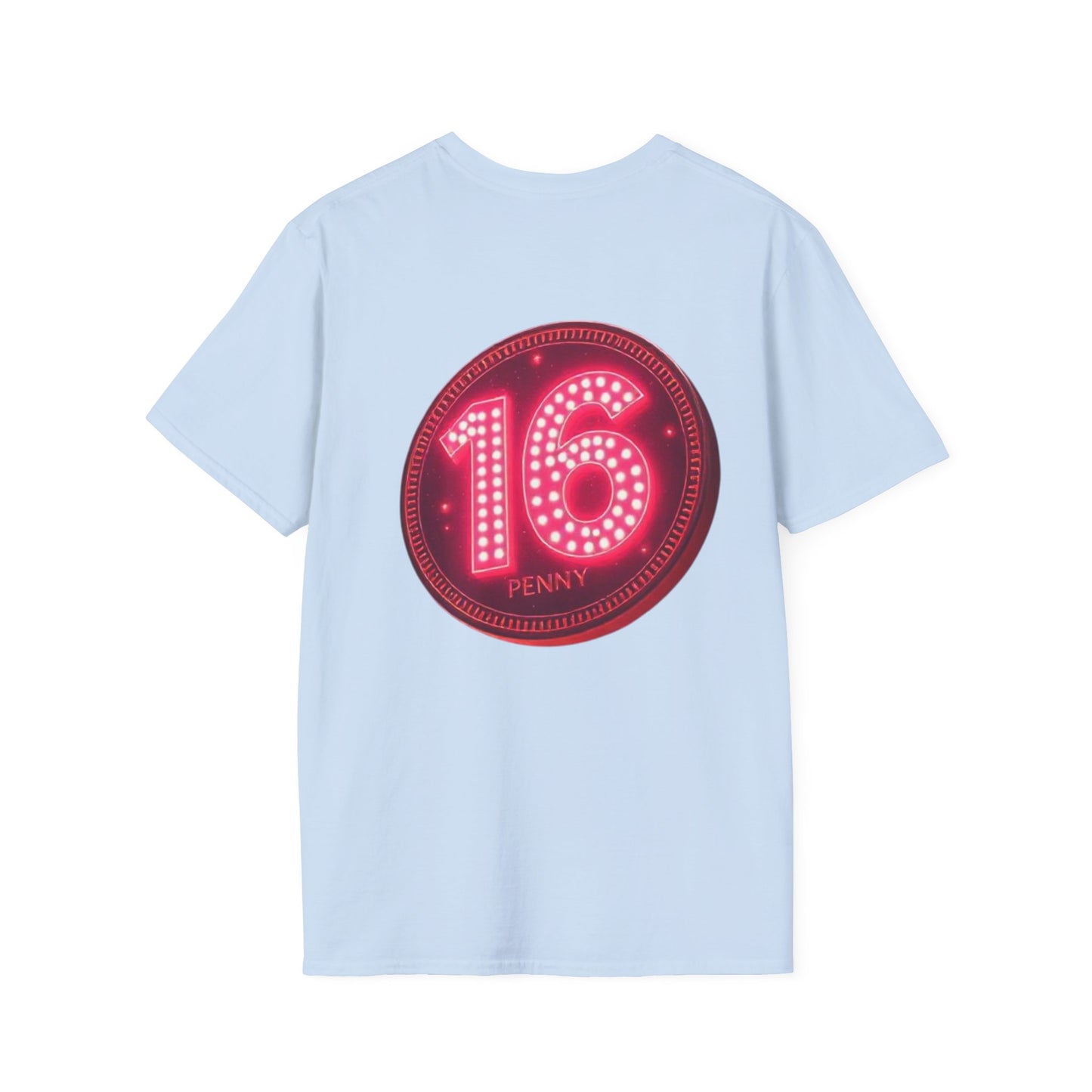 16 Penny Unisex Softstyle T-Shirt - Fun Graphic Tee for Coin Lovers, Unique Gift, Casual Wear, Birthday Celebration, Nostalgia Inspired