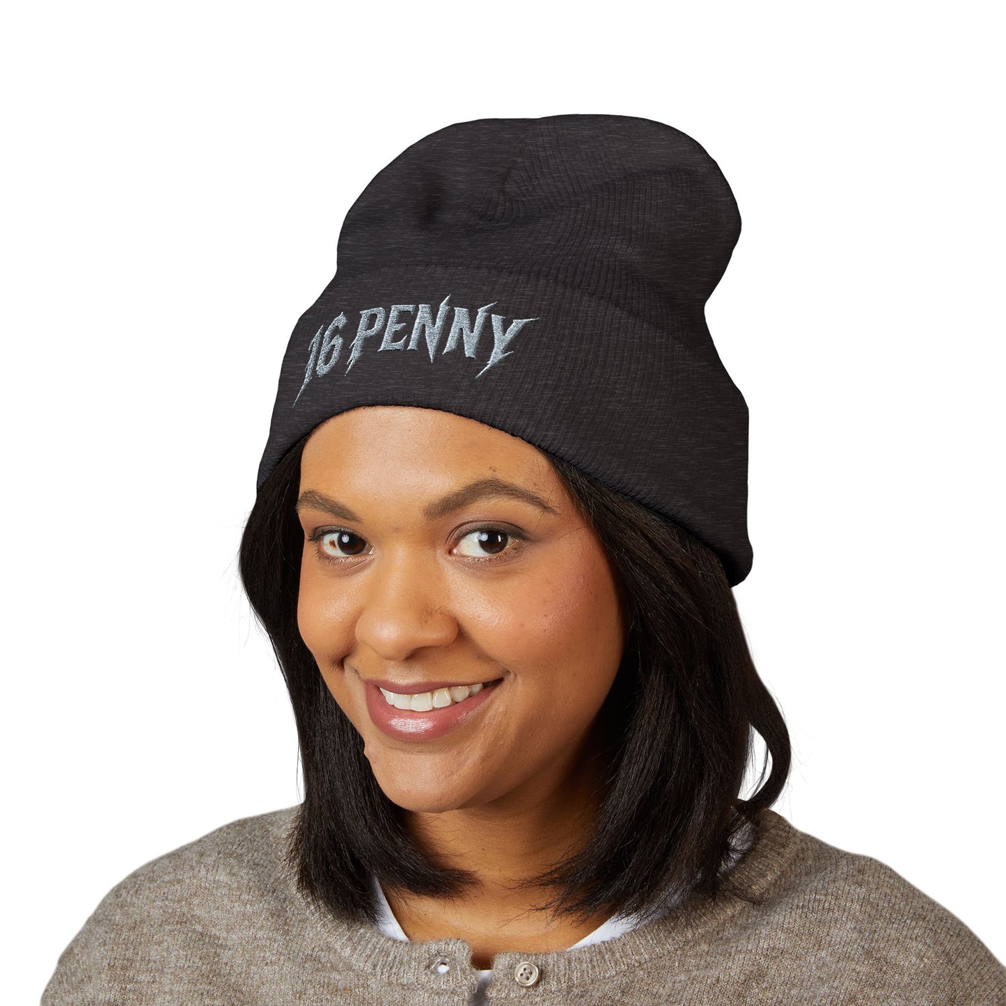 Stylish Cuffed Beanie - 16 PENNY Embroidered Hat, Cozy Winter Accessory, Perfect Gift for Him/Her, Ideal for Outdoor Activities, Streetwear