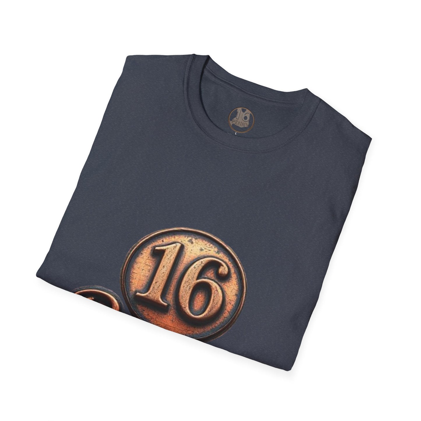 16 Penny Unisex Softstyle T-Shirt - Fun Graphic Tee for Coin Lovers, Unique Gift, Casual Wear, Birthday Celebration, Nostalgia Inspired