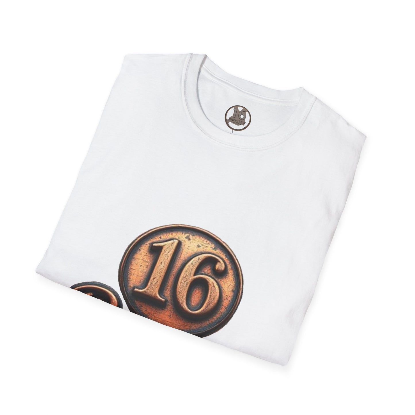 16 Penny Unisex Softstyle T-Shirt - Fun Graphic Tee for Coin Lovers, Unique Gift, Casual Wear, Birthday Celebration, Nostalgia Inspired