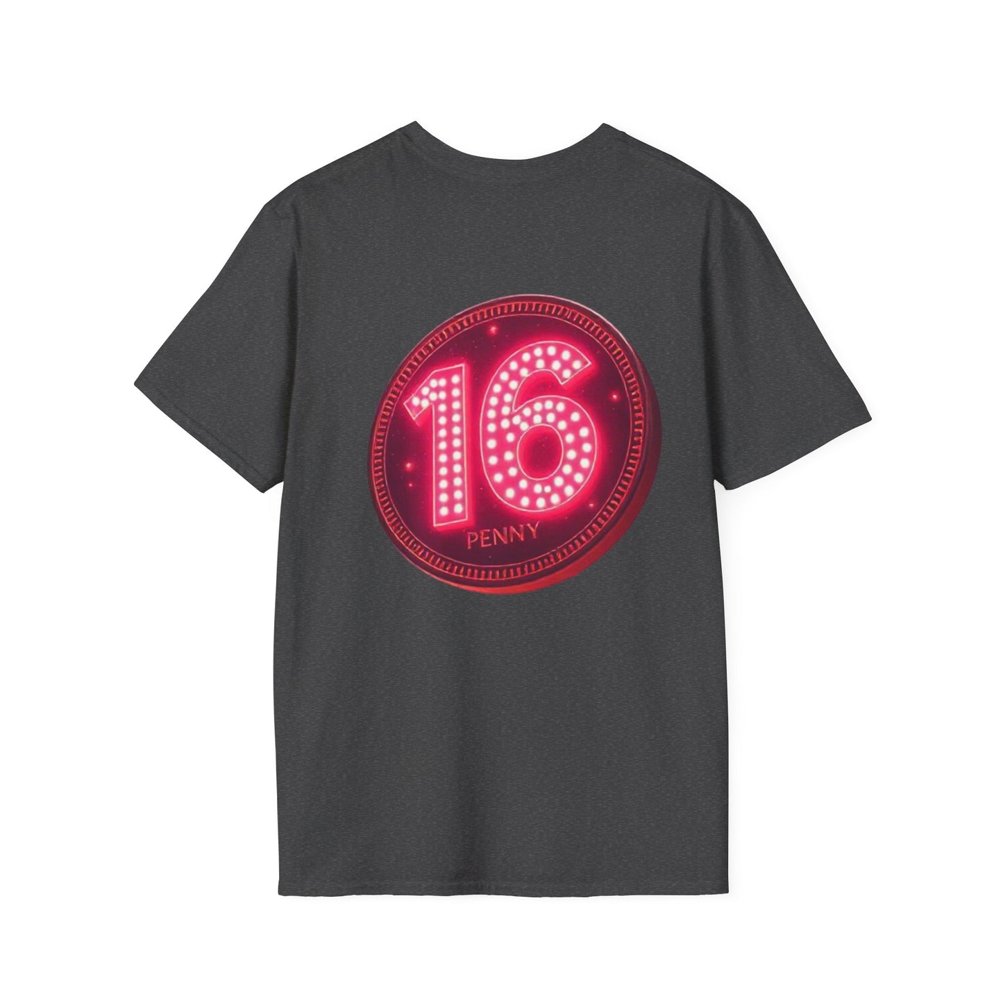 16 Penny Unisex Softstyle T-Shirt - Fun Graphic Tee for Coin Lovers, Unique Gift, Casual Wear, Birthday Celebration, Nostalgia Inspired