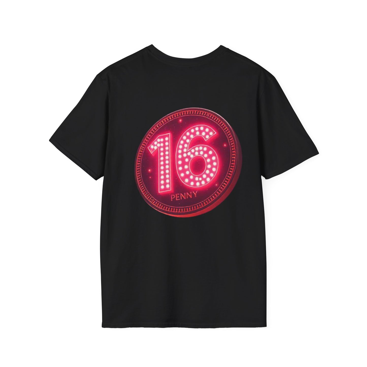 16 Penny Unisex Softstyle T-Shirt - Fun Graphic Tee for Coin Lovers, Unique Gift, Casual Wear, Birthday Celebration, Nostalgia Inspired