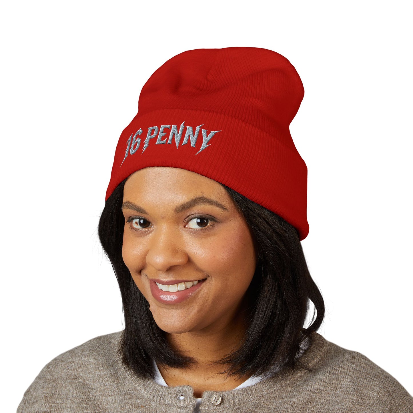 Stylish Cuffed Beanie - 16 PENNY Embroidered Hat, Cozy Winter Accessory, Perfect Gift for Him/Her, Ideal for Outdoor Activities, Streetwear