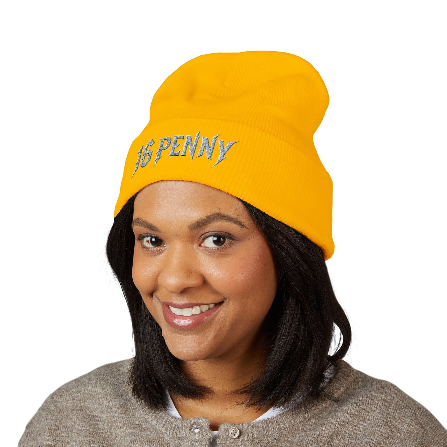 Stylish Cuffed Beanie - 16 PENNY Embroidered Hat, Cozy Winter Accessory, Perfect Gift for Him/Her, Ideal for Outdoor Activities, Streetwear