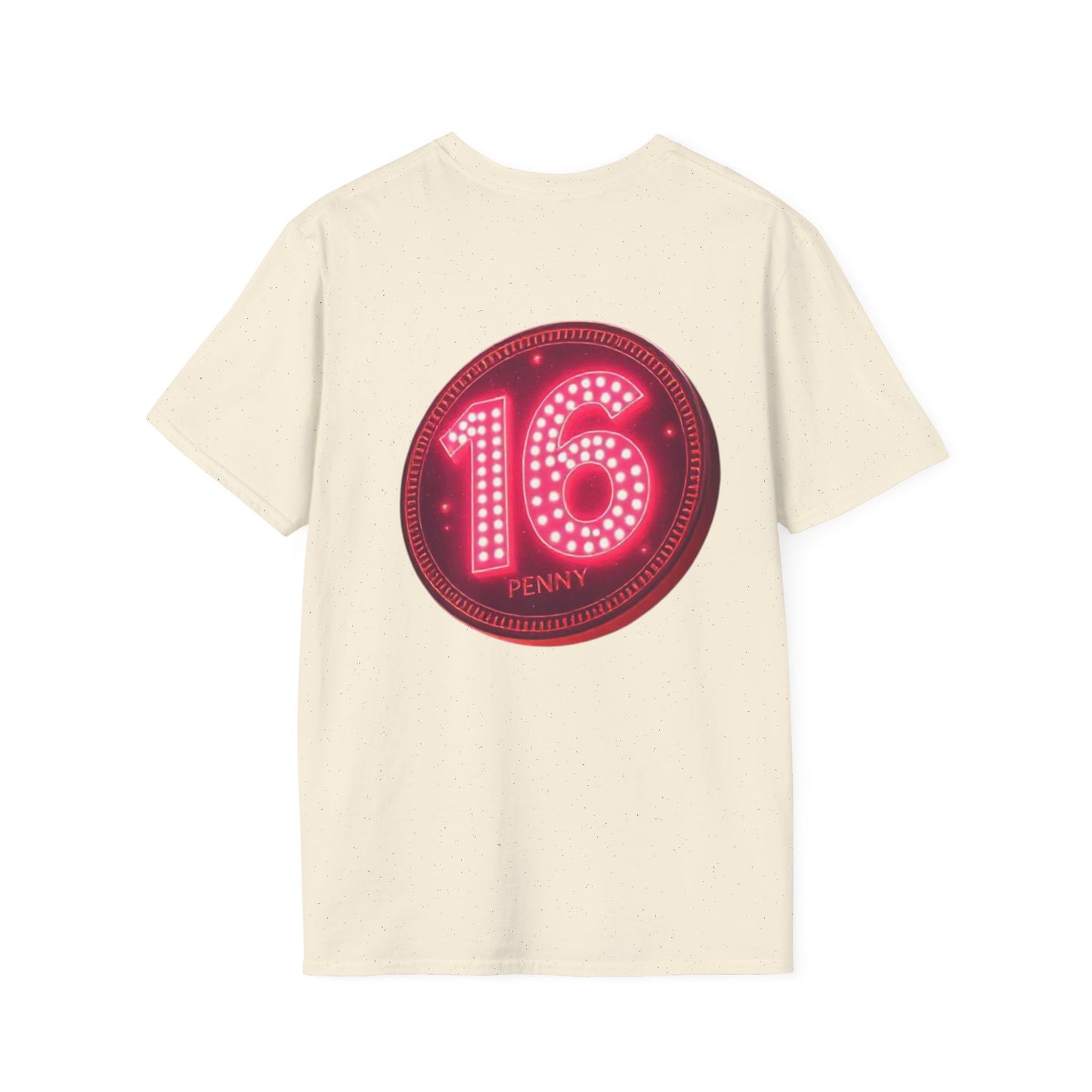 16 Penny Unisex Softstyle T-Shirt - Fun Graphic Tee for Coin Lovers, Unique Gift, Casual Wear, Birthday Celebration, Nostalgia Inspired